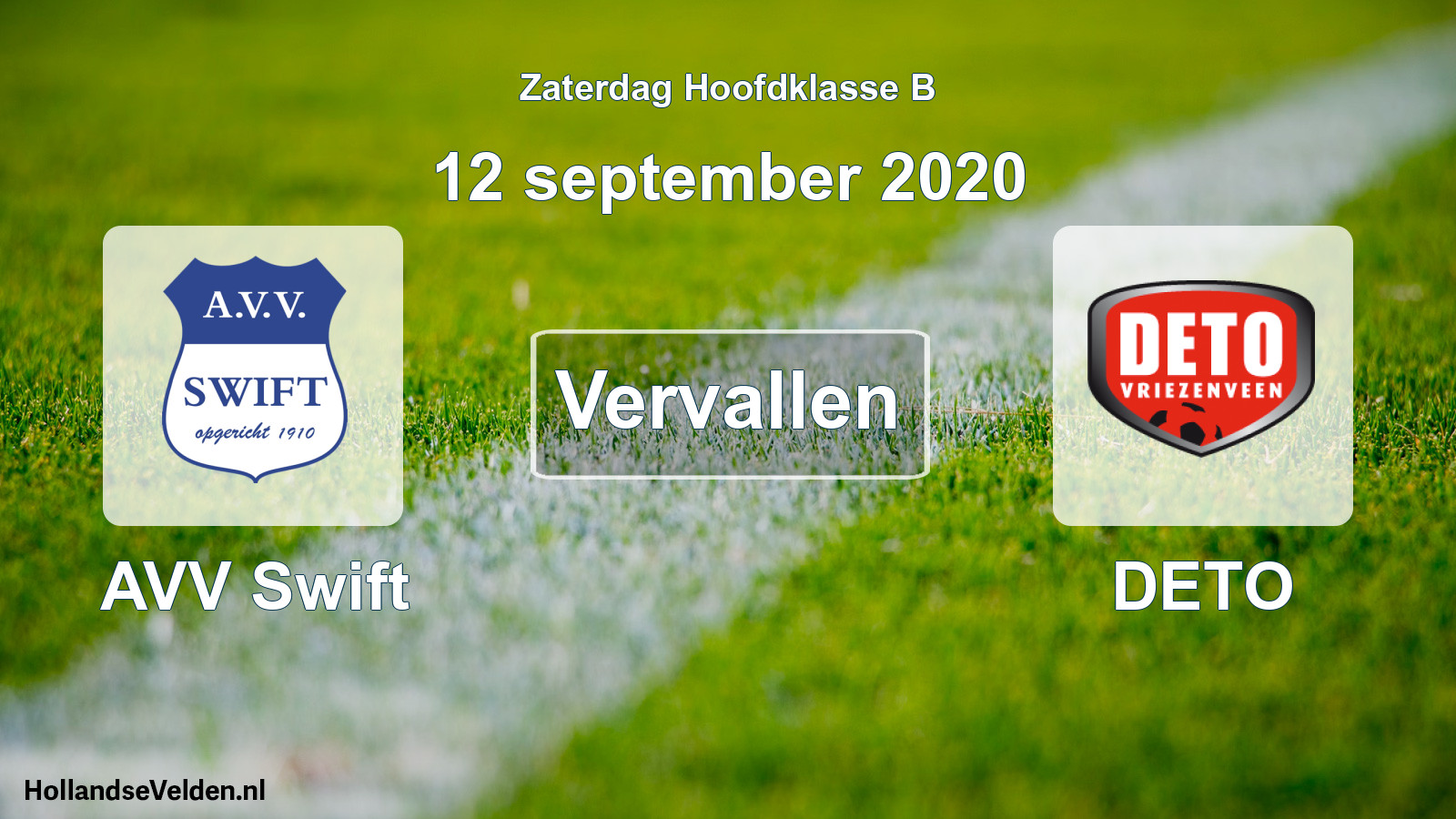 Scheduled Match: AVV Swift - DETO (12 September 2020)