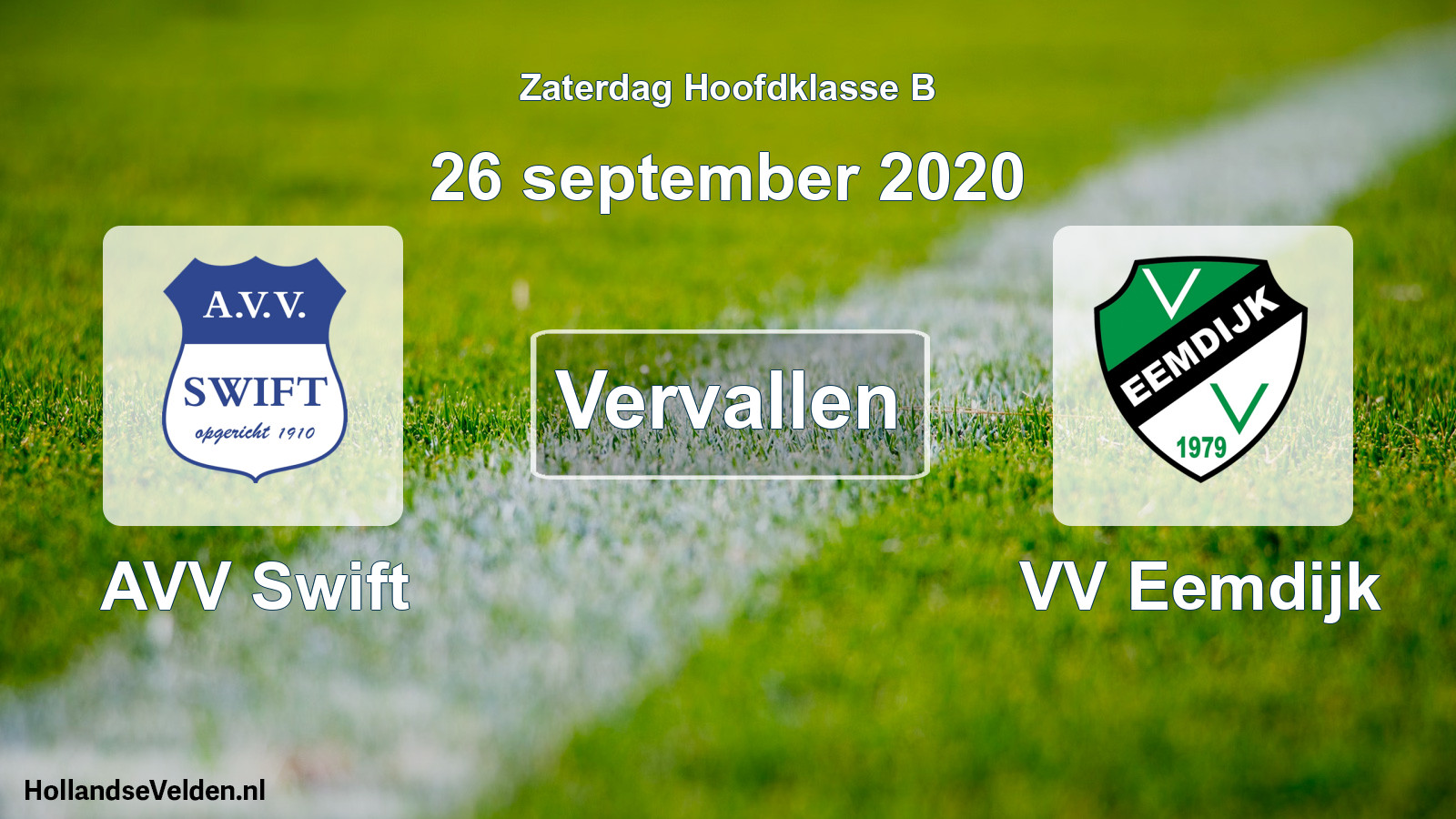 Scheduled Match: AVV Swift - VV Eemdijk (26 September 2020)