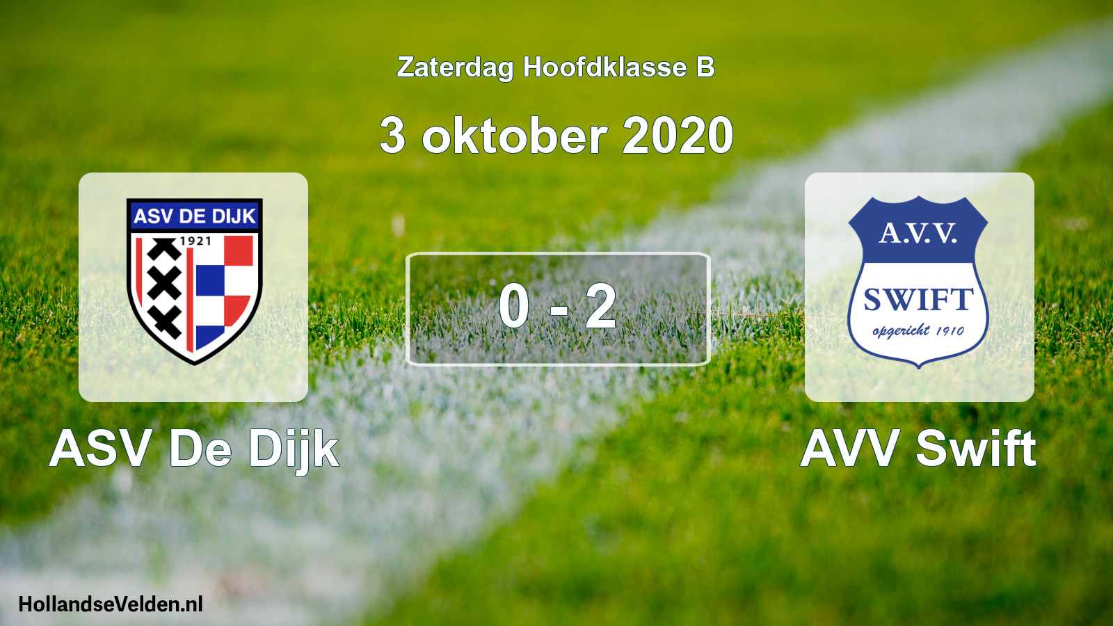 Total number of matches played: ASV De Dijk - AVV Swift 0 - 2 (3 October 2020)