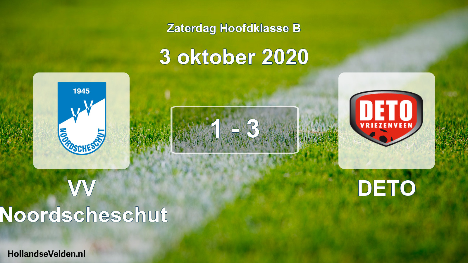 Total number of matches played: VV Noordscheschut - DETO 1 - 3 (3 October 2020)