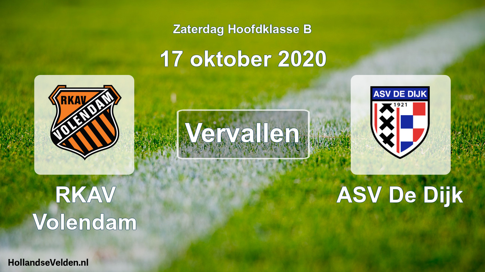 Scheduled Match: RKAV Volendam - ASV De Dijk (17 October 2020)