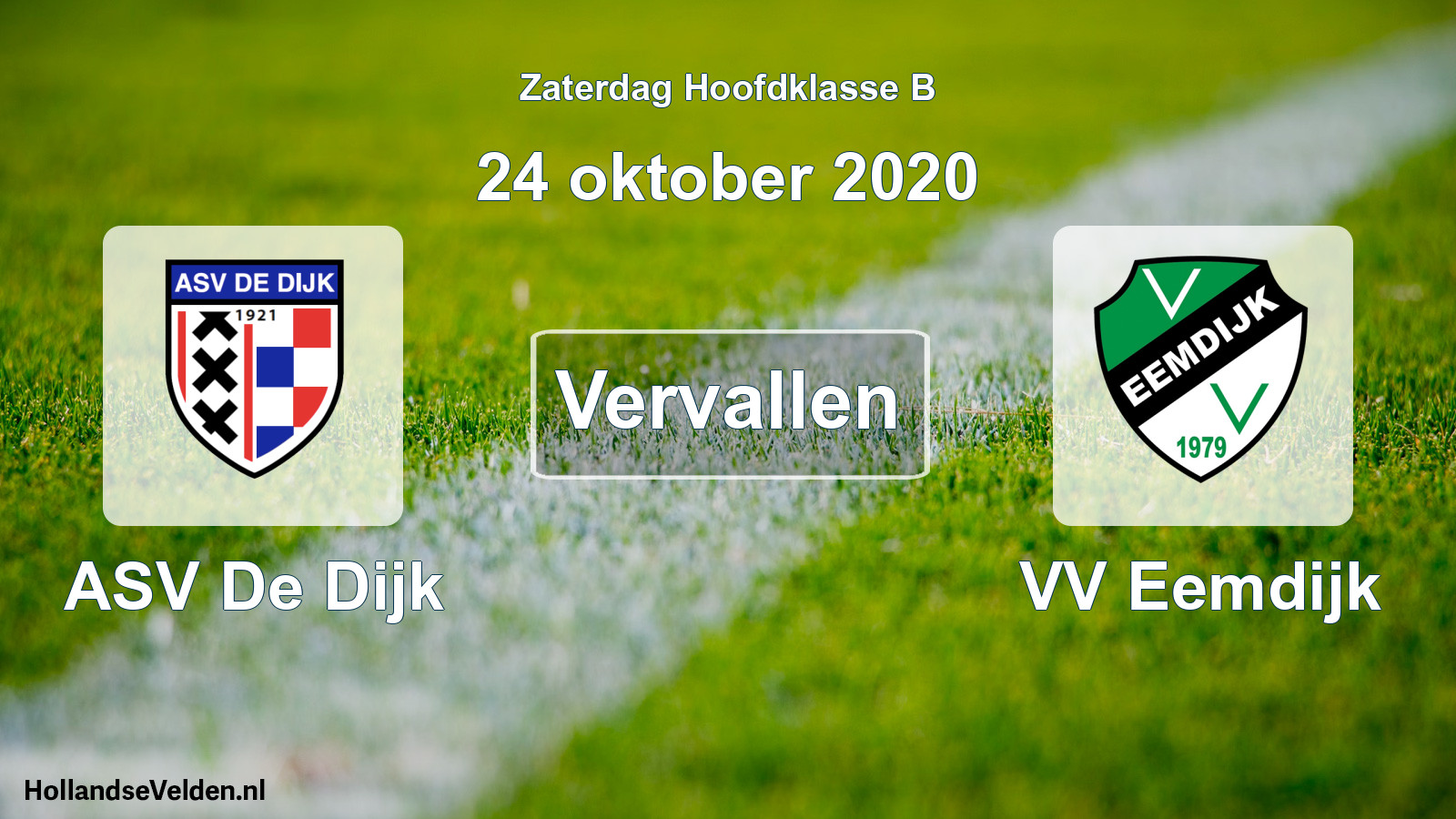 Scheduled Match: ASV De Dijk - VV Eemdijk (24 October 2020)
