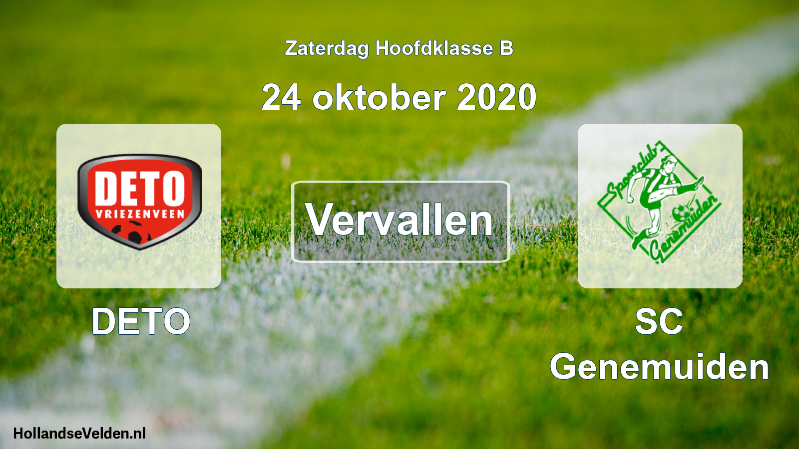 Scheduled Match: DETO - SC Genemuiden (24 October 2020)