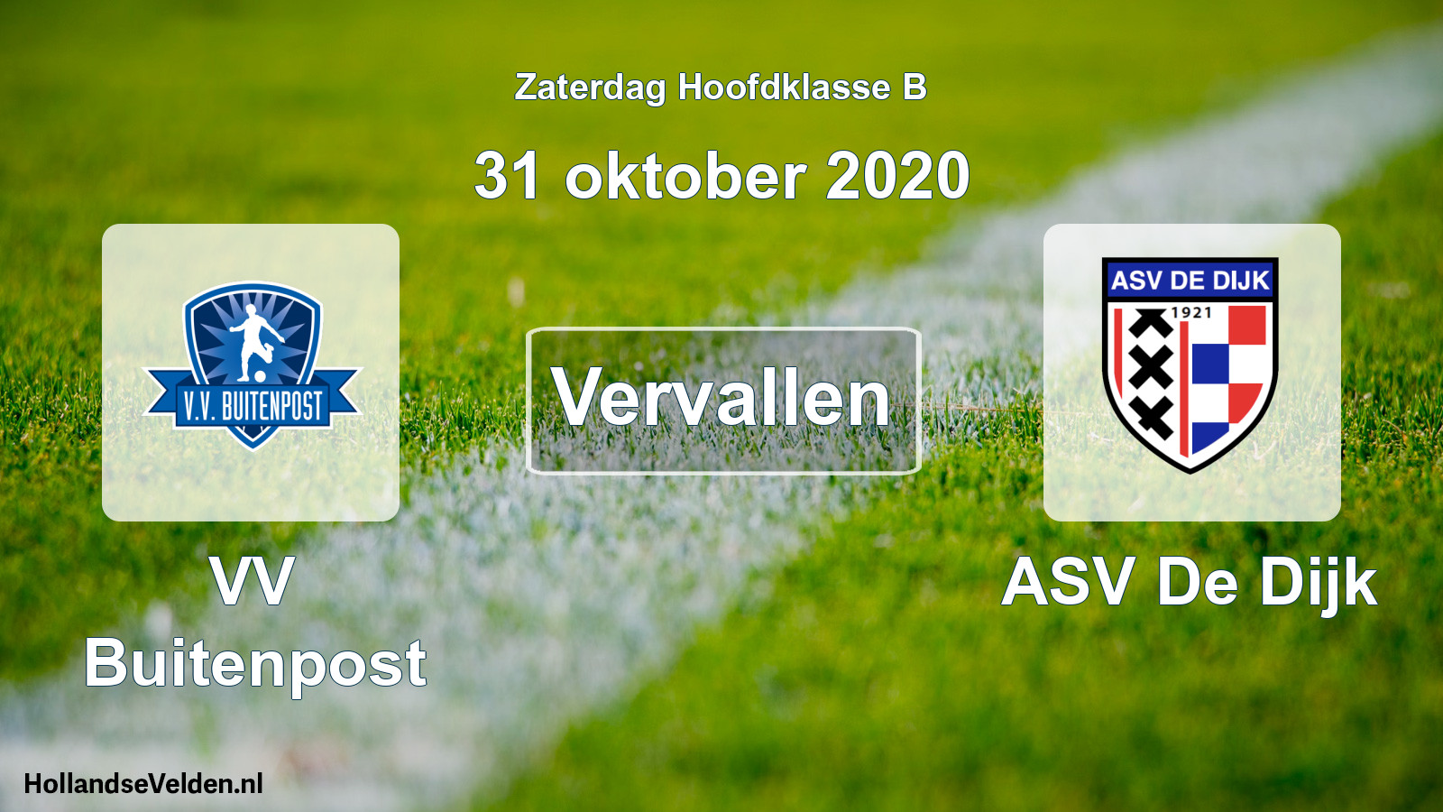 Scheduled Match: VV Buitenpost - ASV De Dijk (31 October 2020)