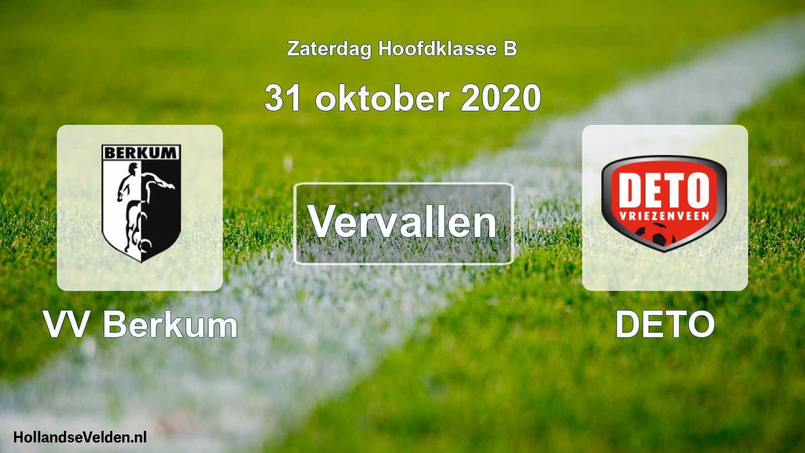 Scheduled Match: VV Berkum - DETO (31 October 2020)