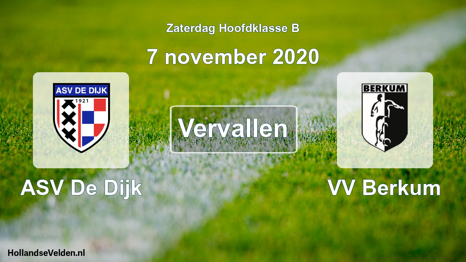 Scheduled Match: ASV De Dijk - VV Berkum (7 November 2020)