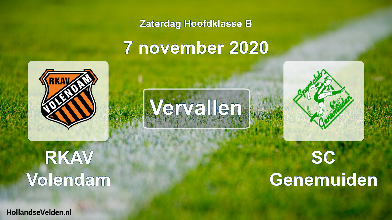 Scheduled Match: RKAV Volendam - SC Genemuiden (7 November 2020)