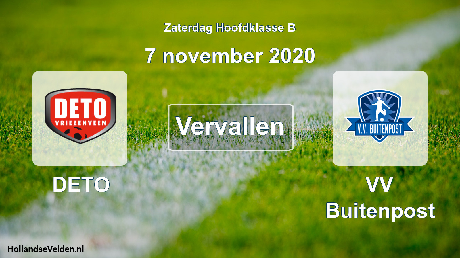Scheduled Match: DETO - VV Buitenpost (7 November 2020)