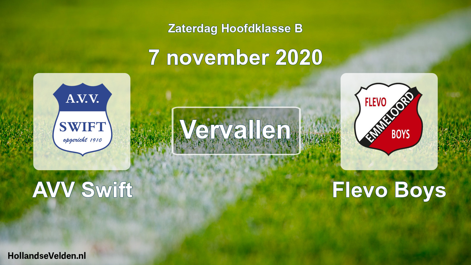 Scheduled Match: AVV Swift - Flevo Boys (7 November 2020)
