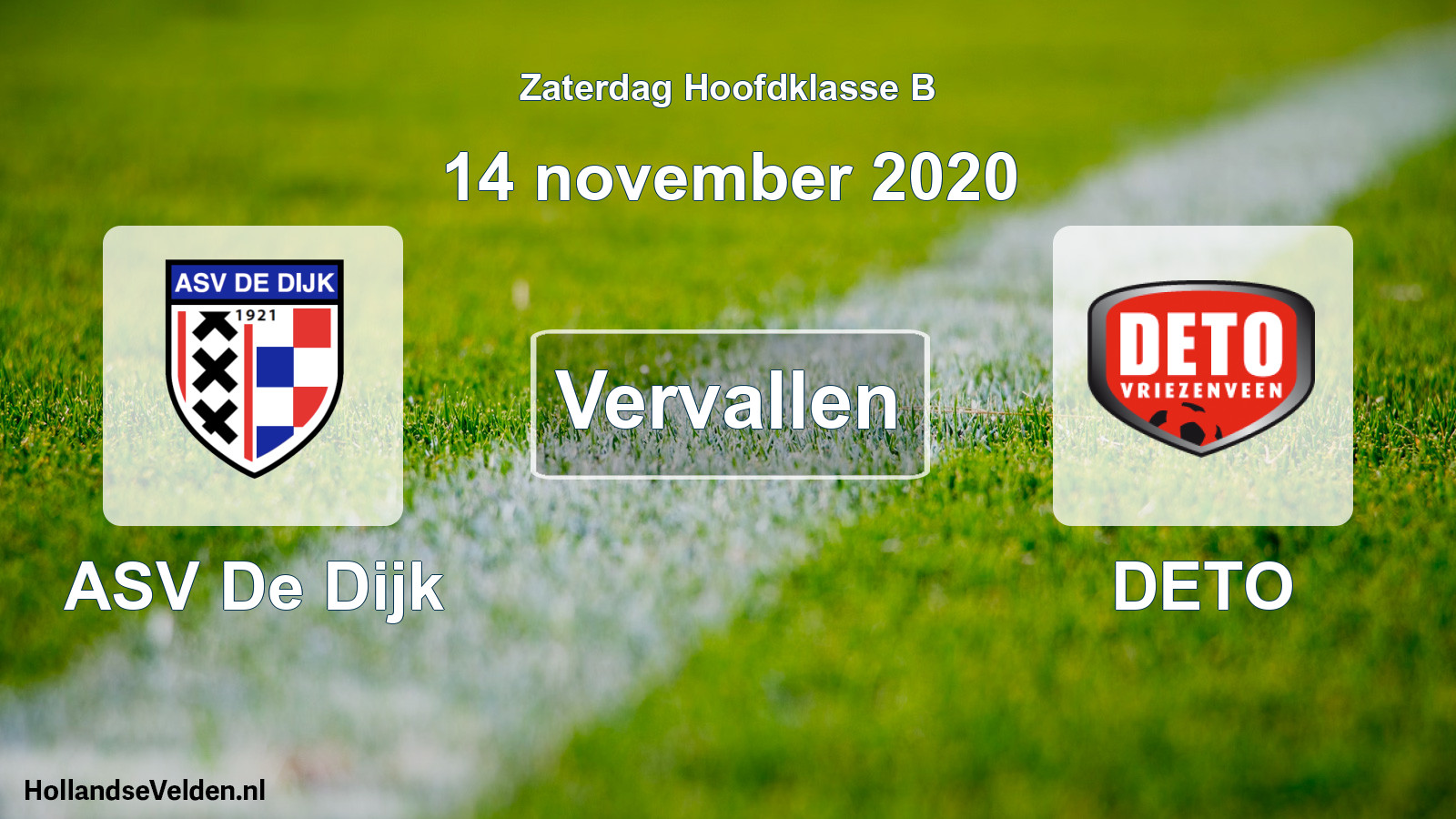Scheduled Match: ASV De Dijk - DETO (14 November 2020)