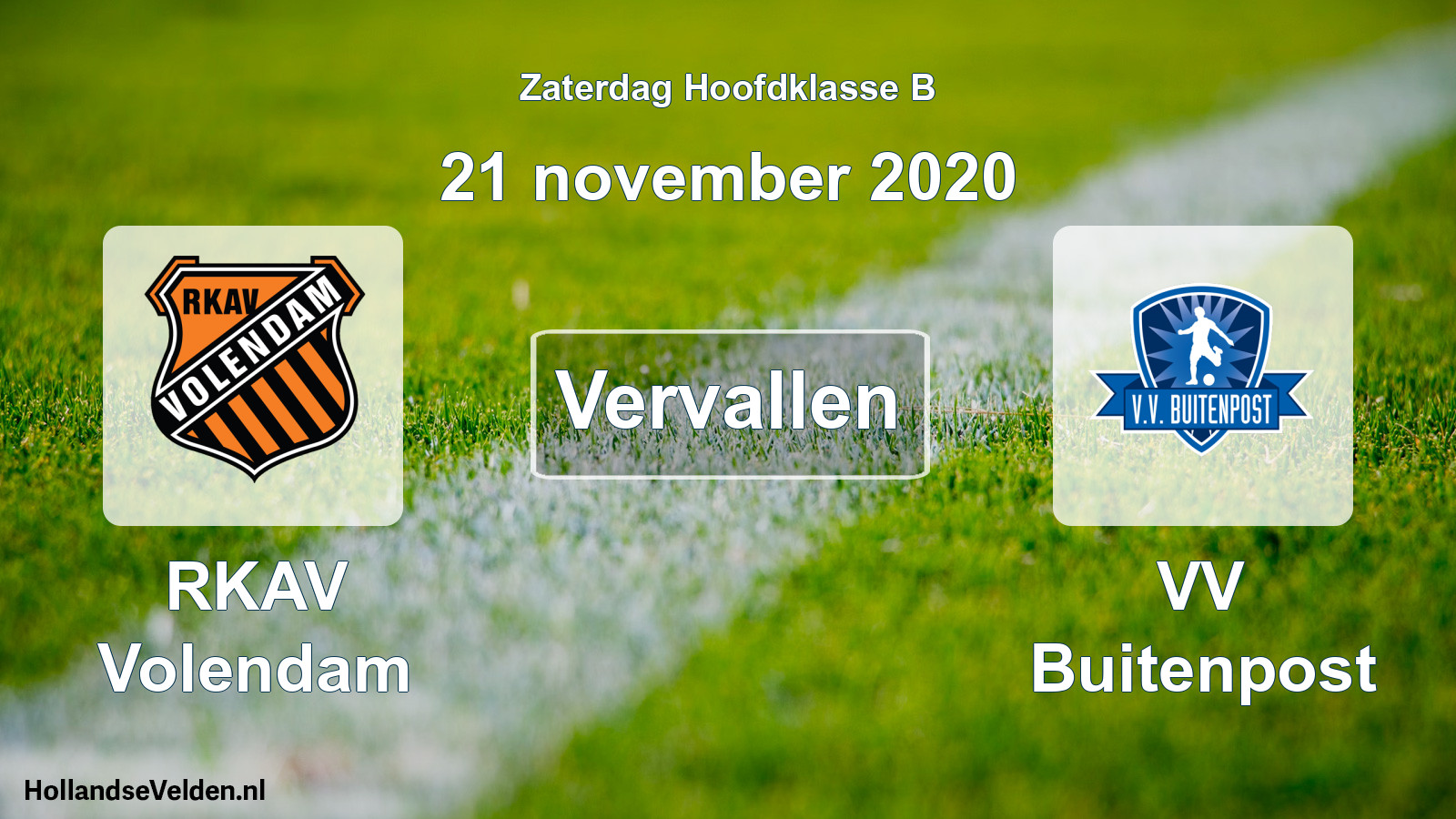 Scheduled Match: RKAV Volendam - VV Buitenpost (21 November 2020)
