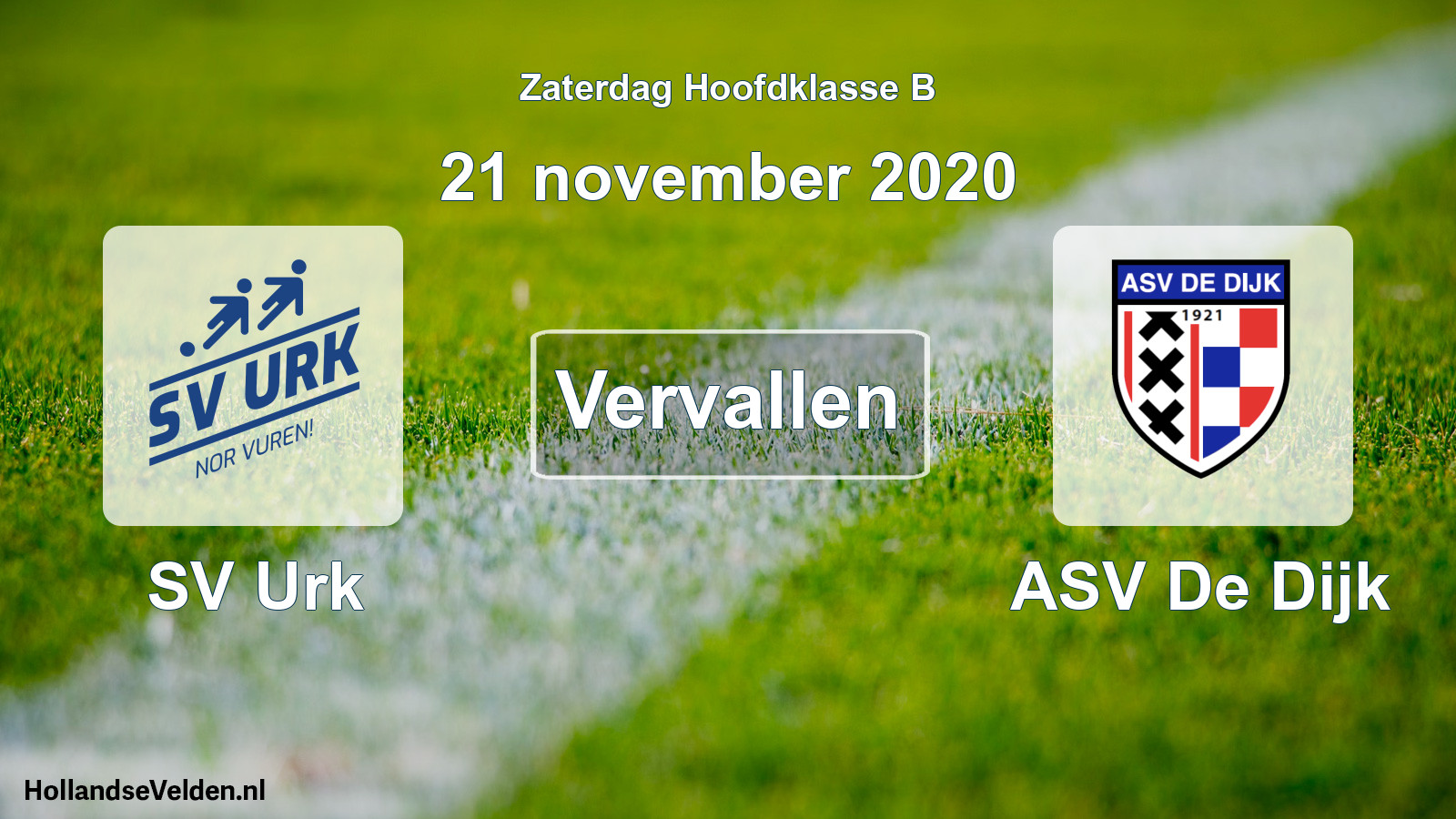 Scheduled Match: SV Urk - ASV De Dijk (21 November 2020)