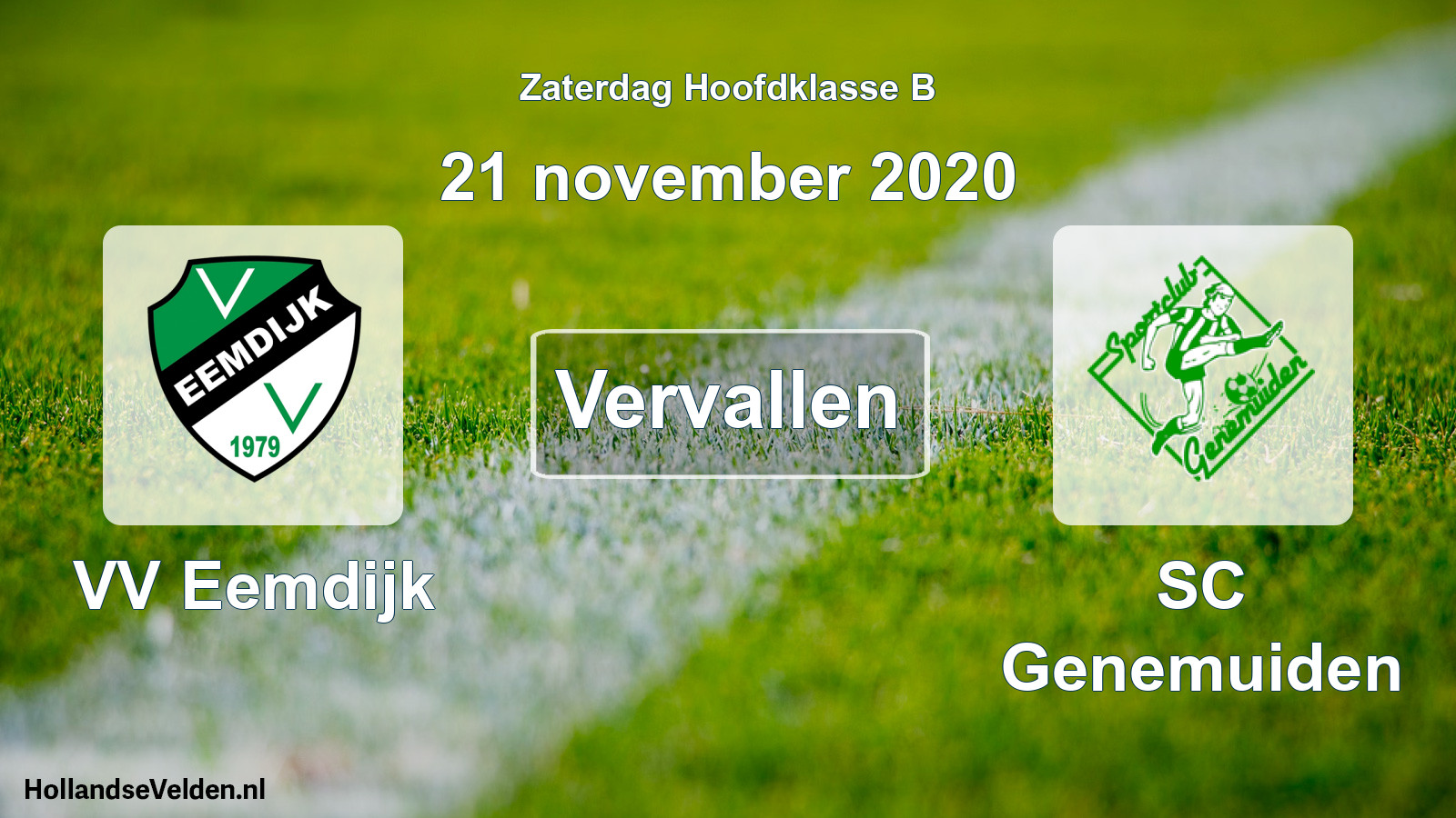Scheduled Match: VV Eemdijk - SC Genemuiden (21 November 2020)