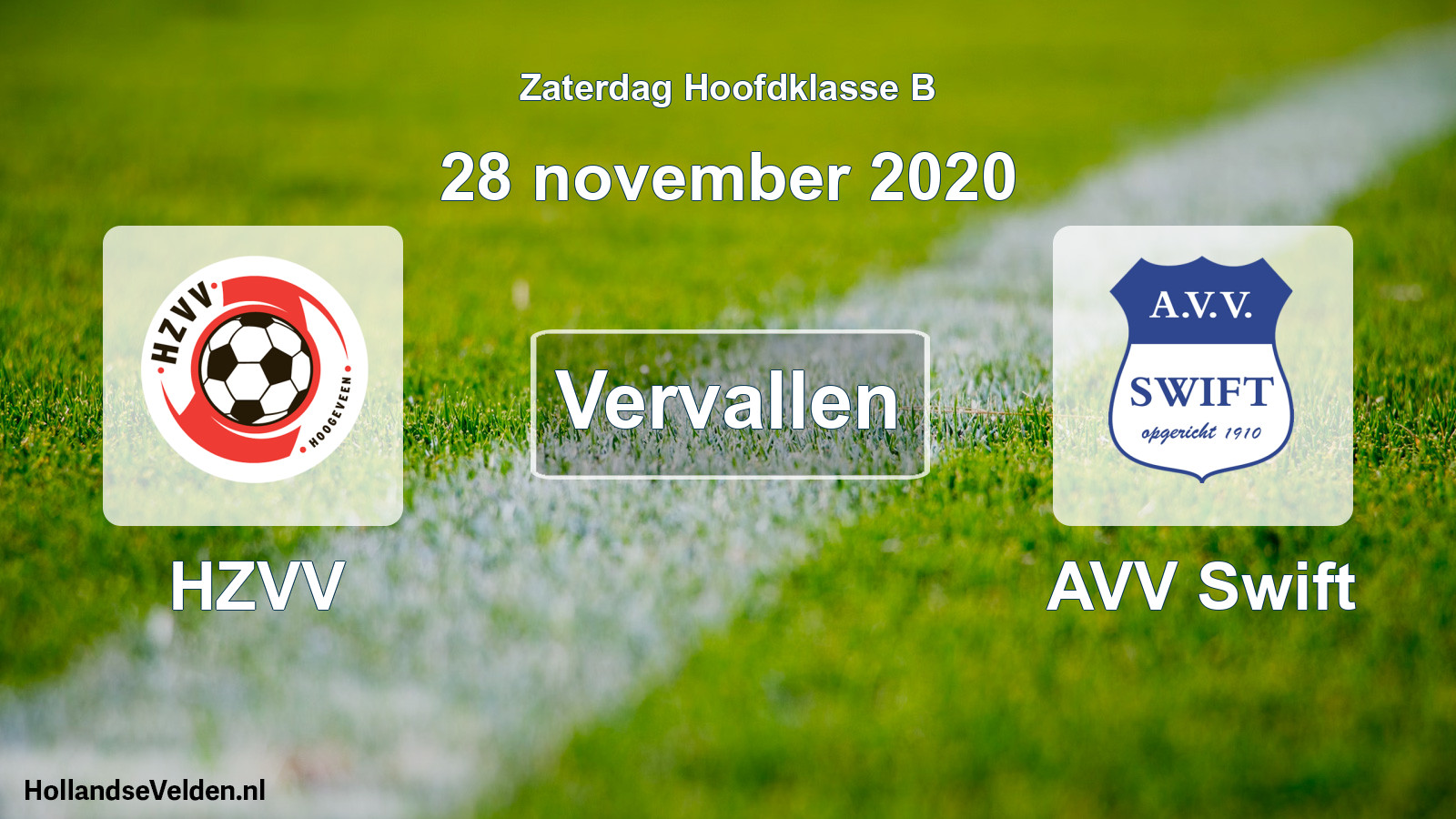 Scheduled Match: HZVV - AVV Swift (28 November 2020)