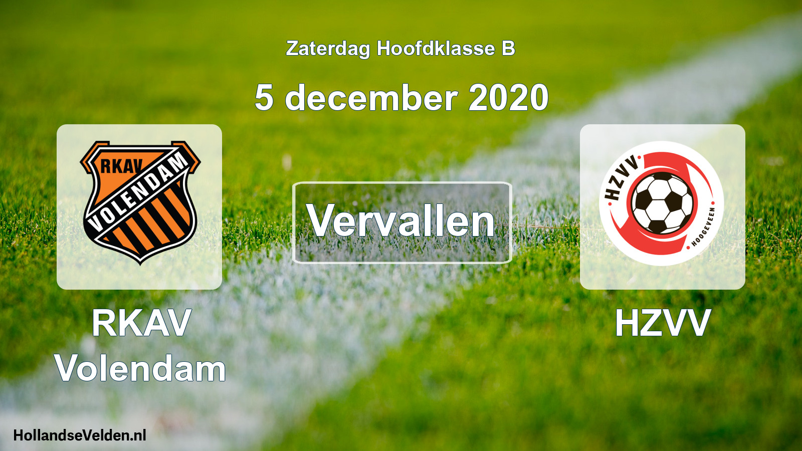 Scheduled Match: RKAV Volendam - HZVV (5 December 2020)