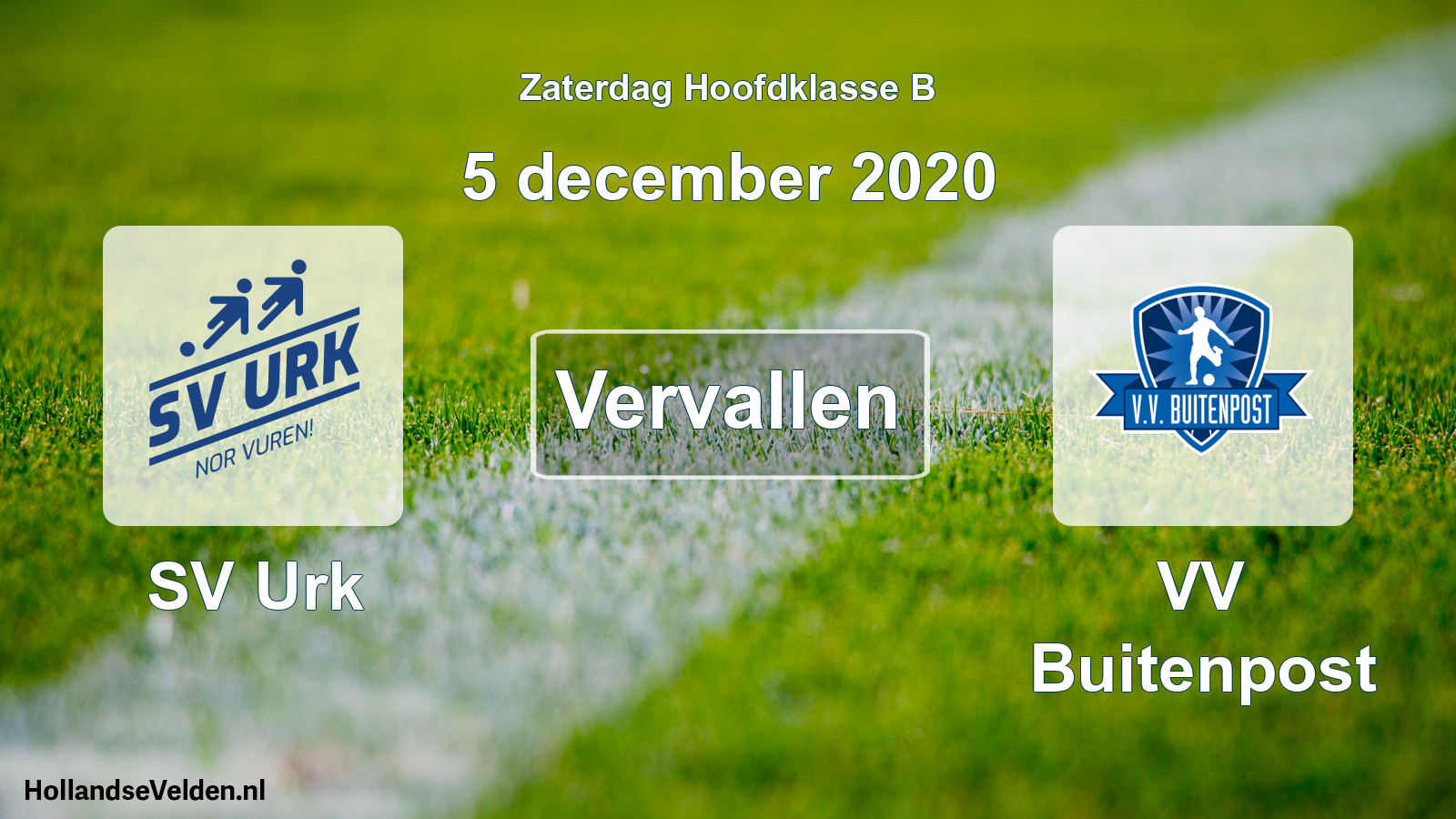 Scheduled Match: SV Urk - VV Buitenpost (5 December 2020)
