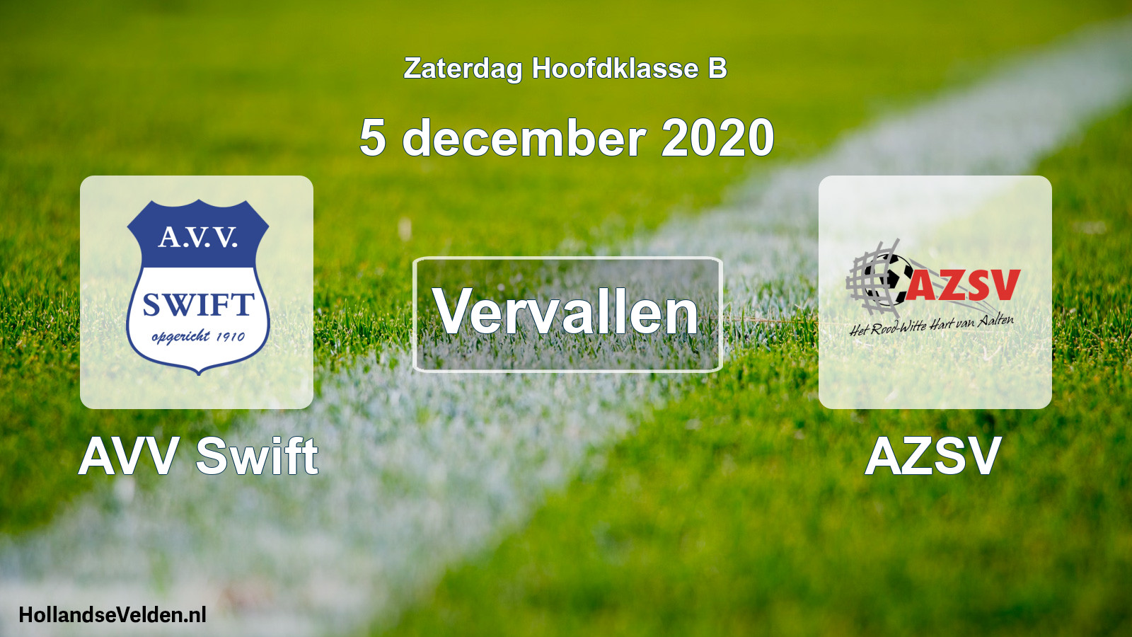 Scheduled Match: AVV Swift - AZSV (5 December 2020)
