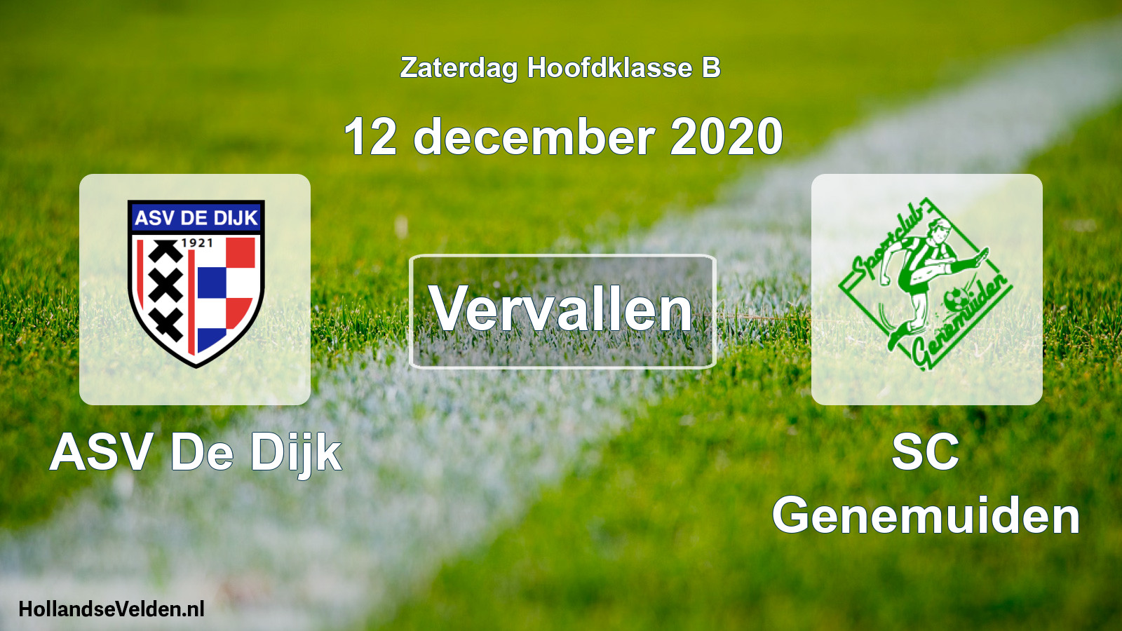 Scheduled Match: ASV De Dijk - SC Genemuiden (12 December 2020)