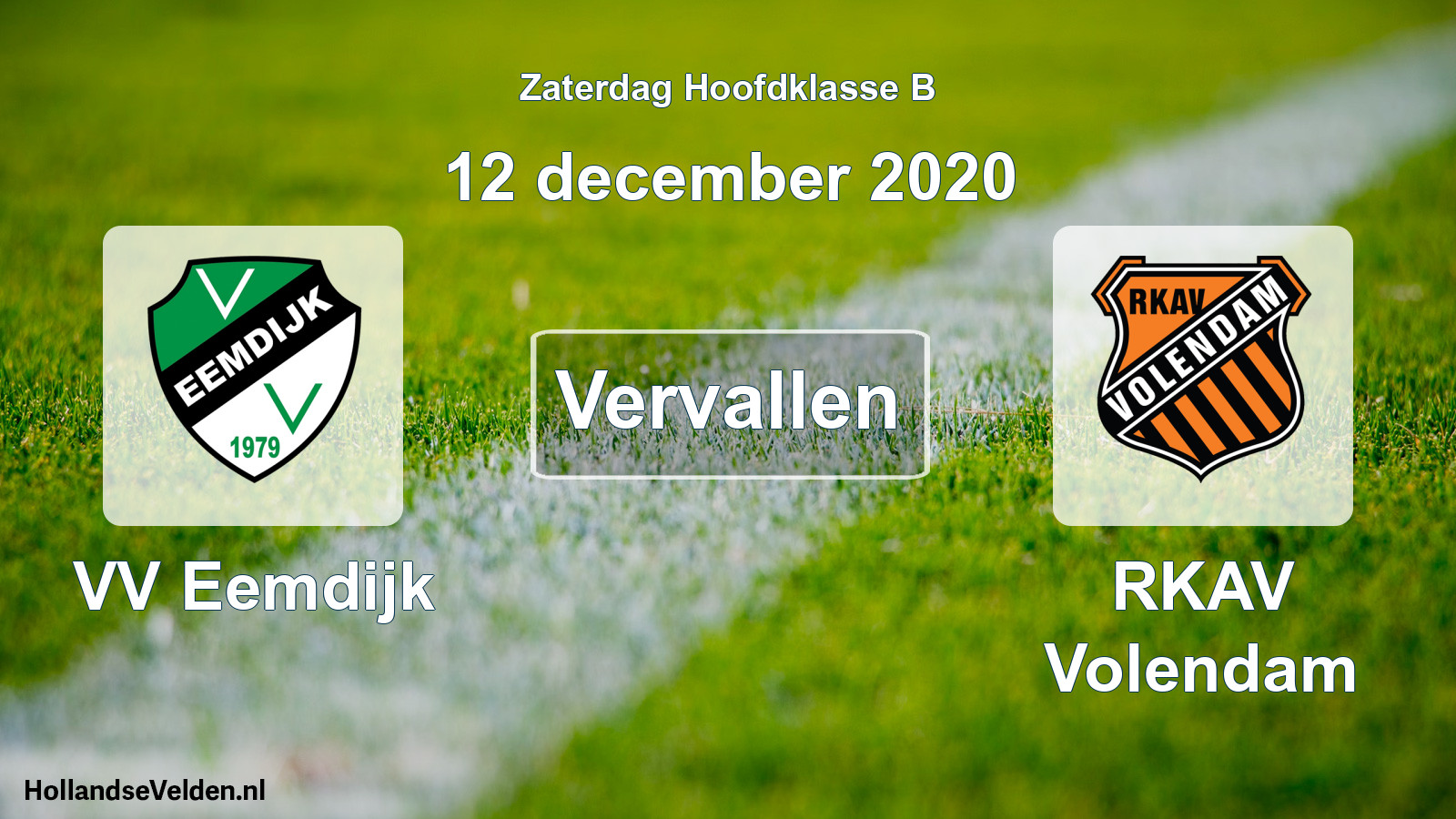 Scheduled Match: VV Eemdijk - RKAV Volendam (12 December 2020)