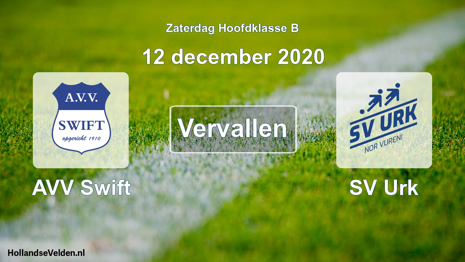 Scheduled Match: AVV Swift - SV Urk (12 December 2020)