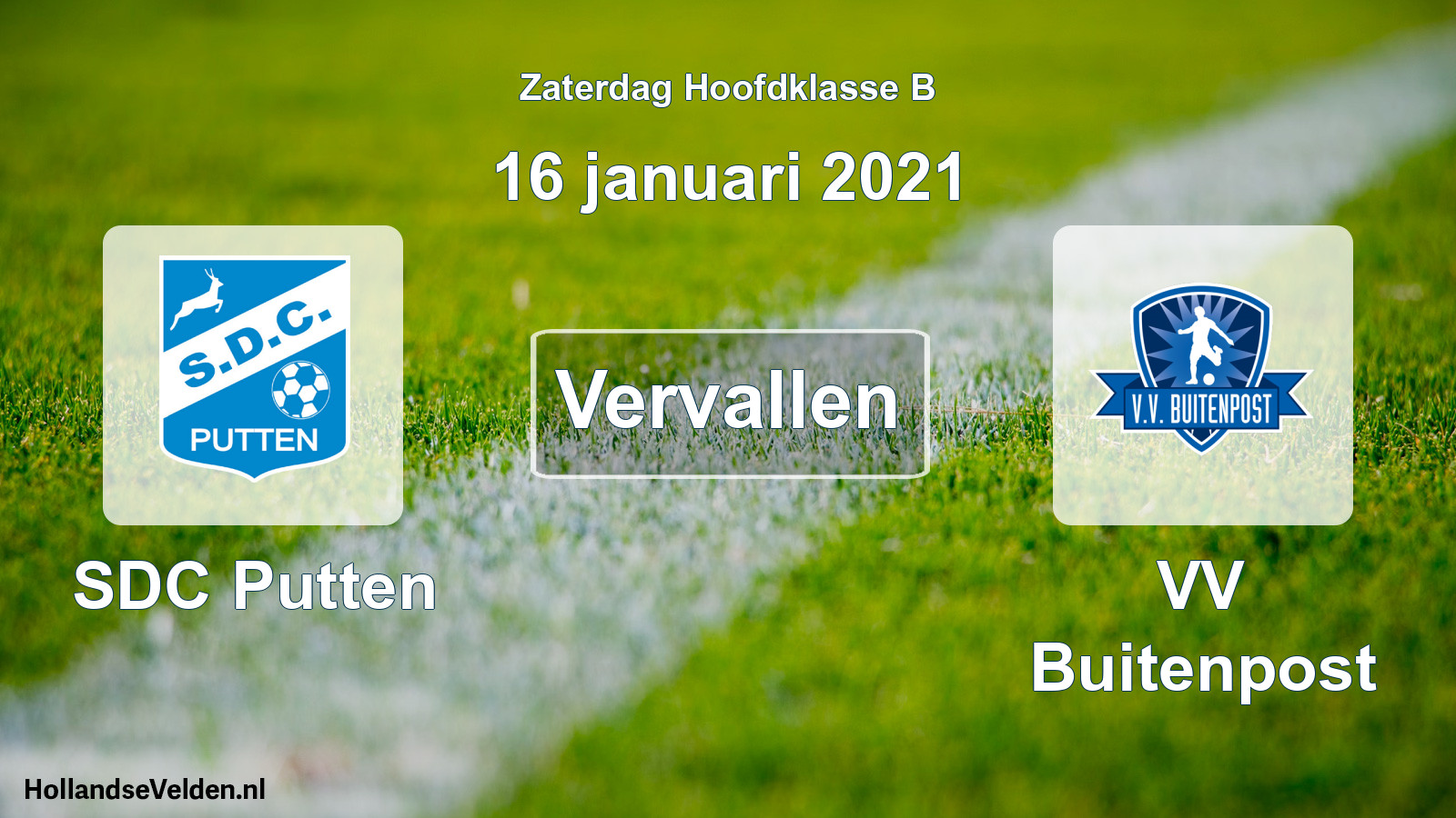 Scheduled Match: SDC Putten - VV Buitenpost (16 January 2021)