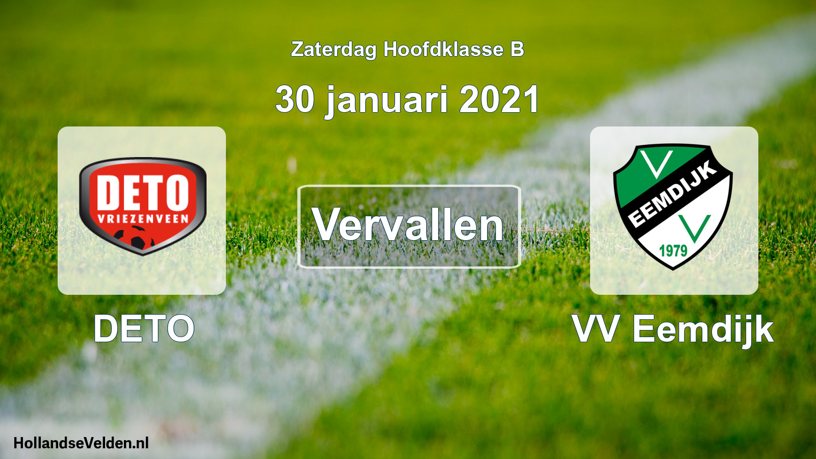 Scheduled Match: DETO - VV Eemdijk (30 January 2021)