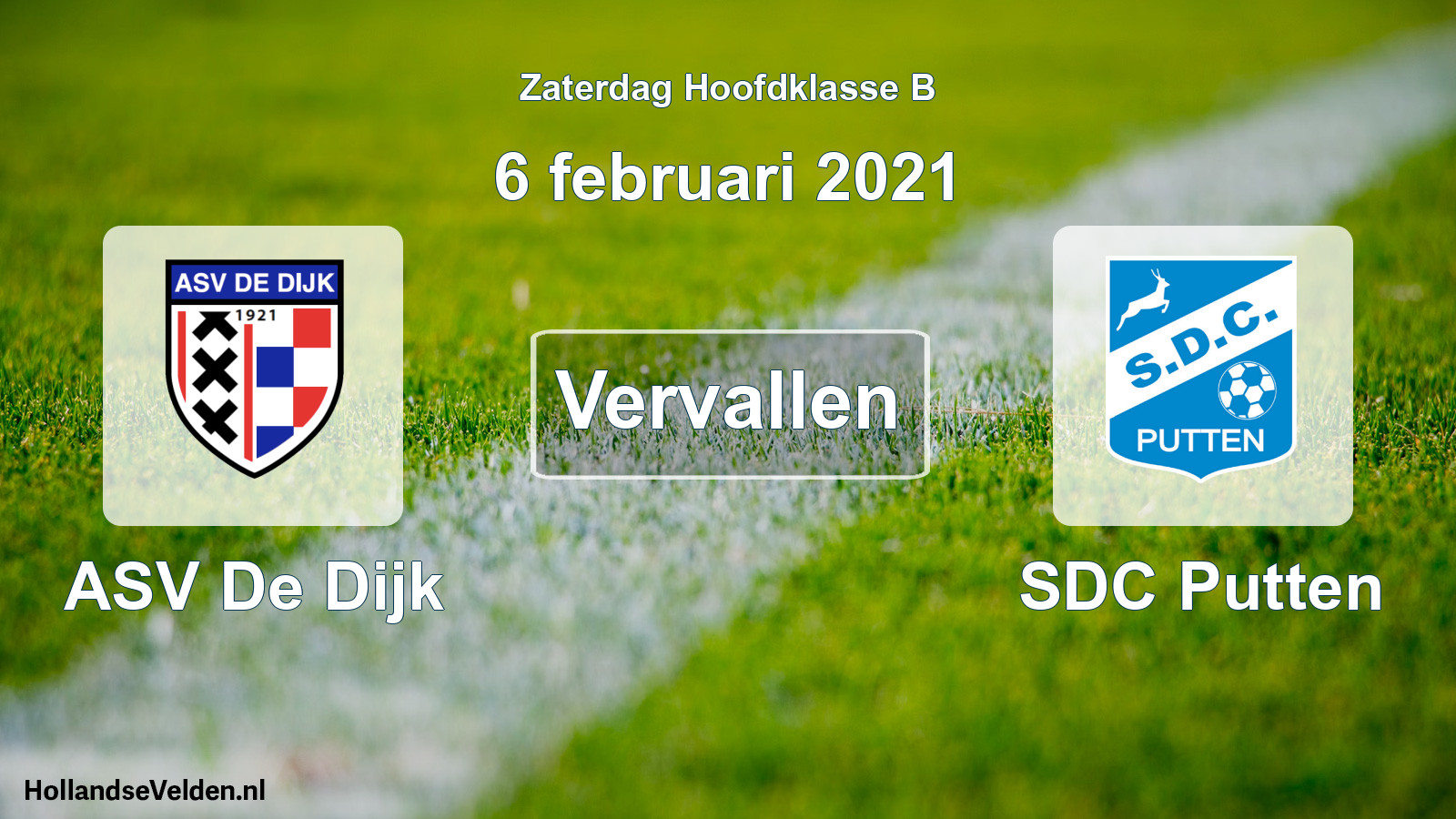 Scheduled Match: ASV De Dijk - SDC Putten (6 February 2021)