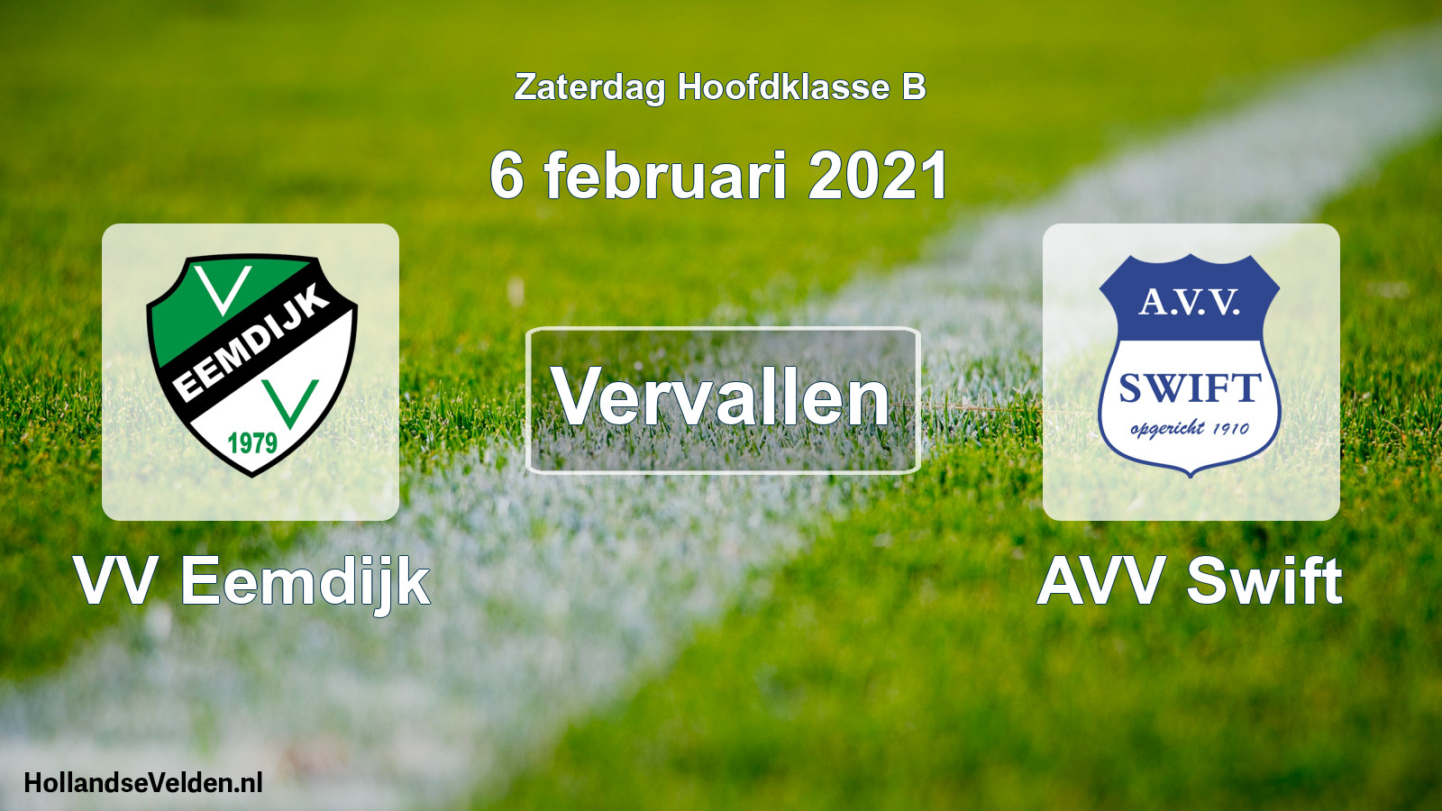 Scheduled Match: VV Eemdijk - AVV Swift (6 February 2021)