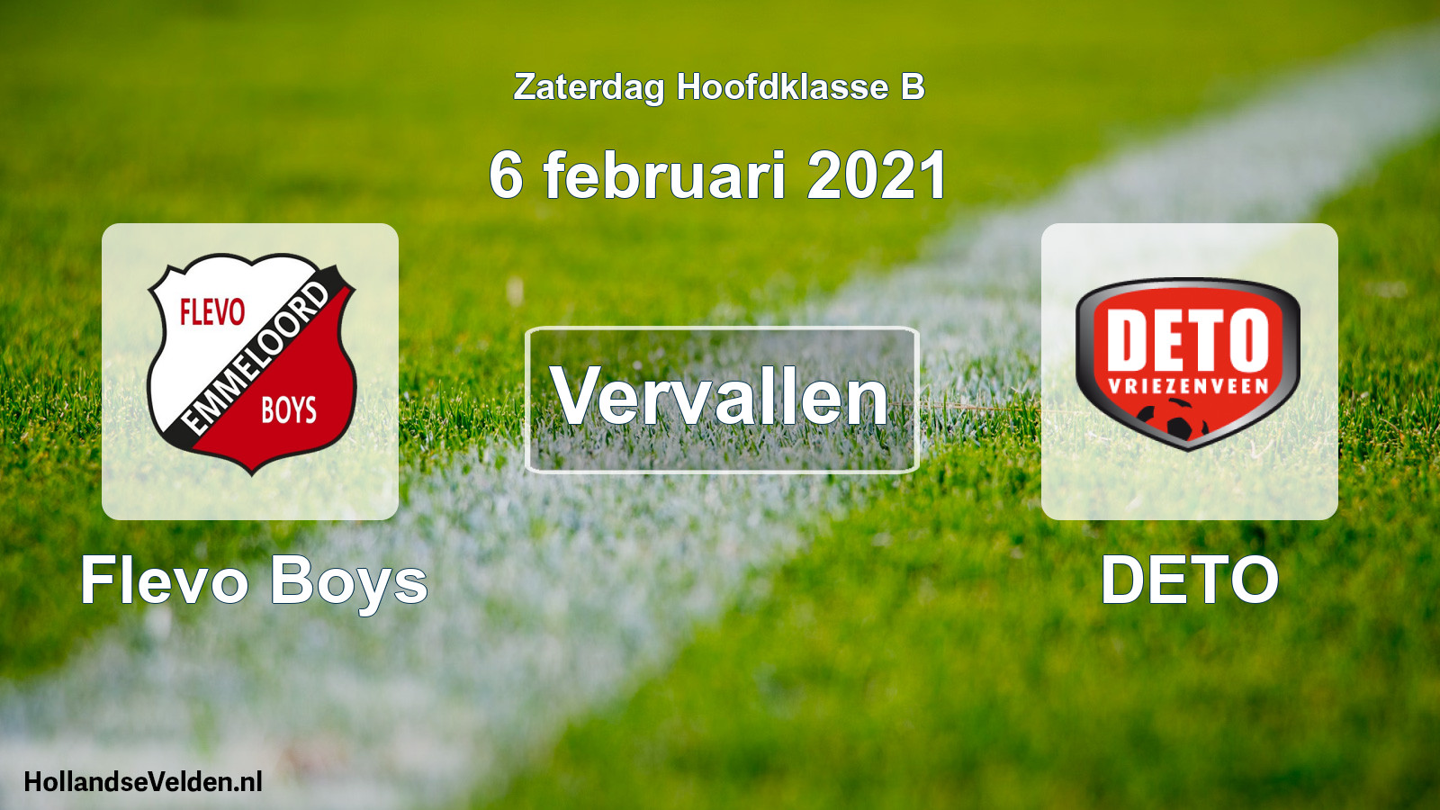 Scheduled Match: Flevo Boys - DETO (6 February 2021)