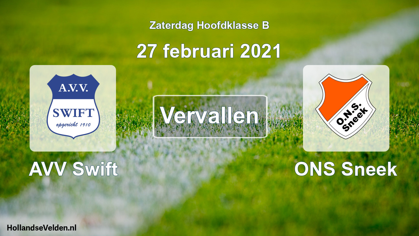 Scheduled Match: AVV Swift - ONS Sneek (27 February 2021)