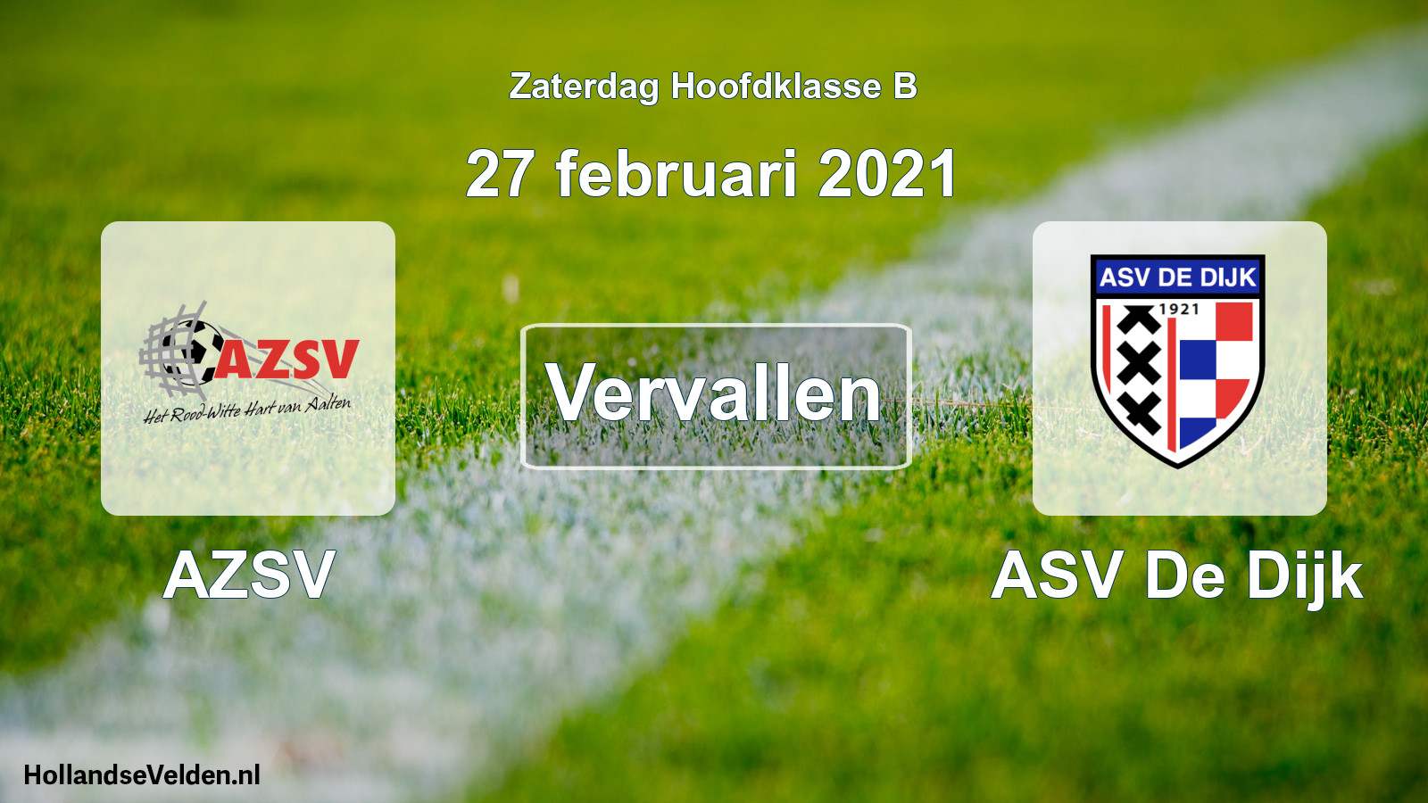 Scheduled Match: AZSV - ASV De Dijk (27 February 2021)