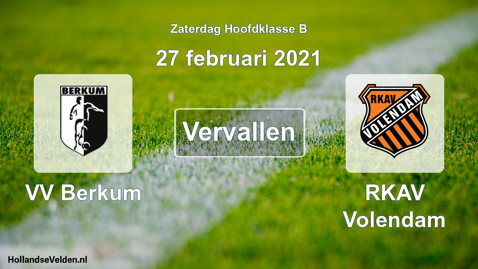 Scheduled Match: VV Berkum - RKAV Volendam (27 February 2021)