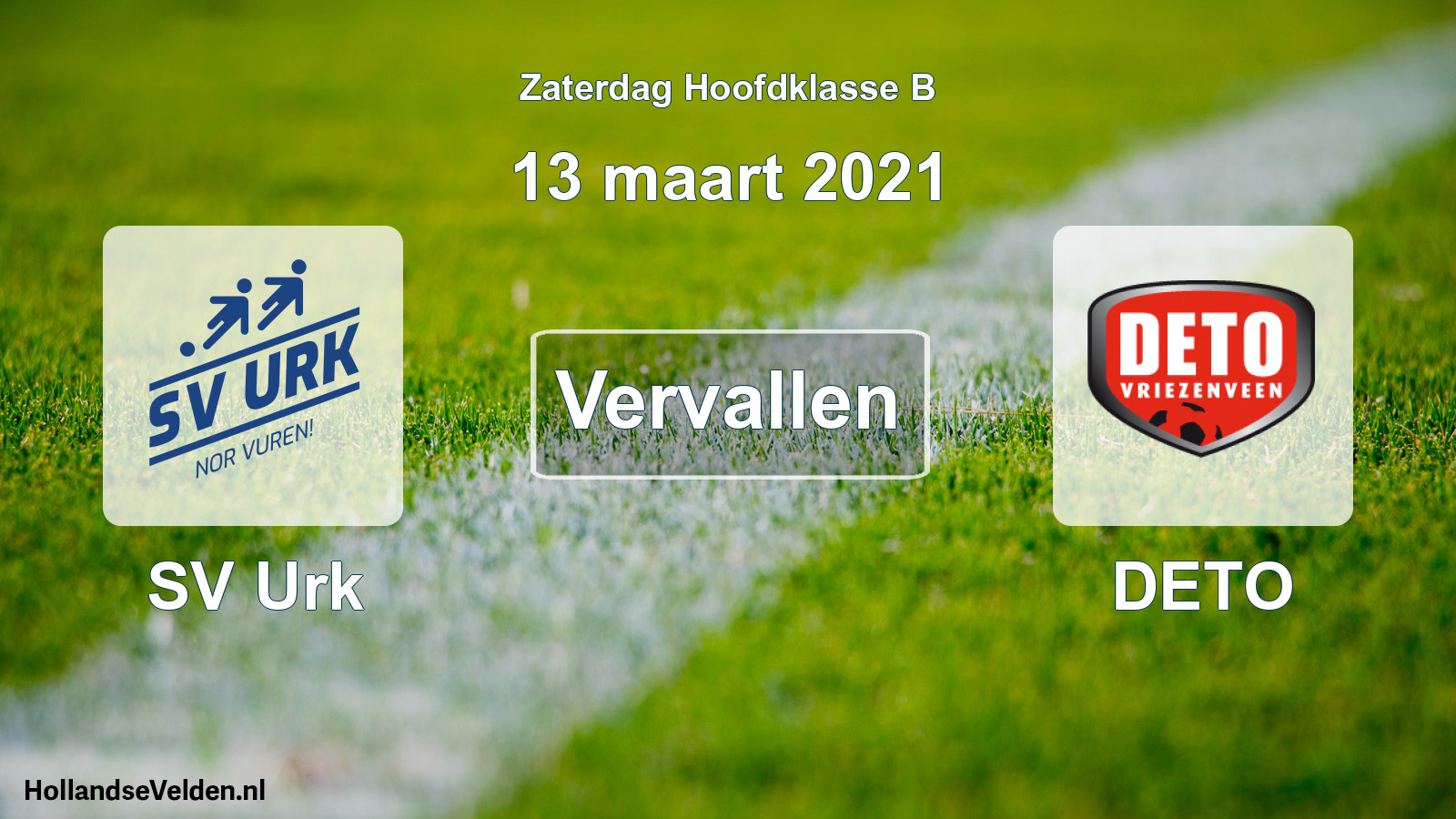 Scheduled Match: SV Urk - DETO (13 March 2021)