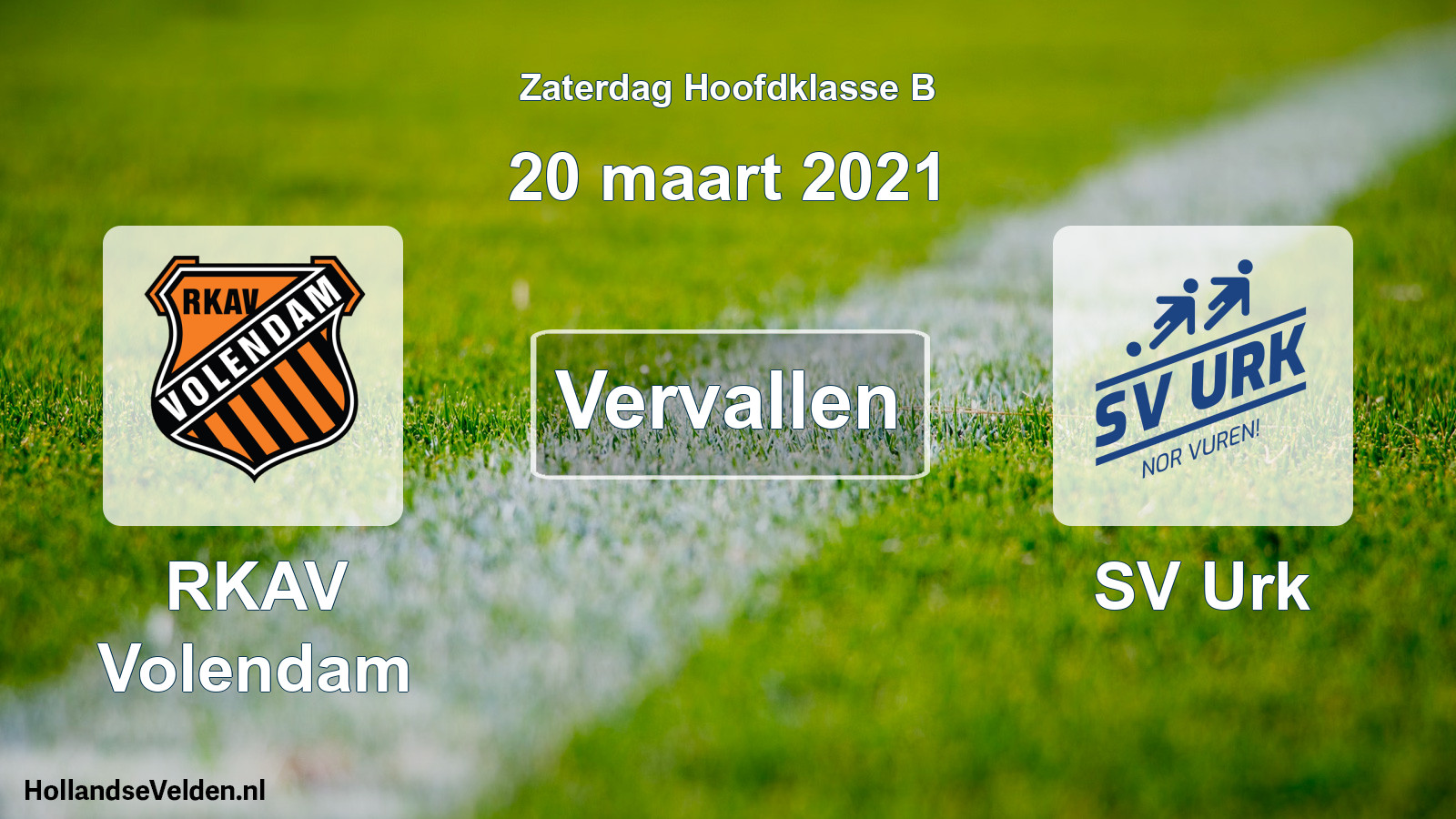 Scheduled Match: RKAV Volendam - SV Urk (20 March 2021)