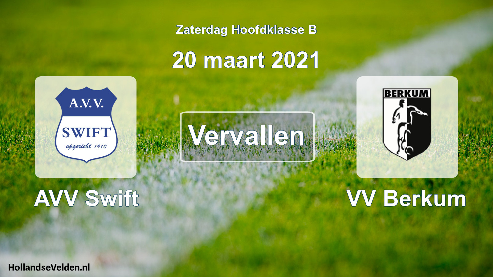 Scheduled Match: AVV Swift - VV Berkum (20 March 2021)