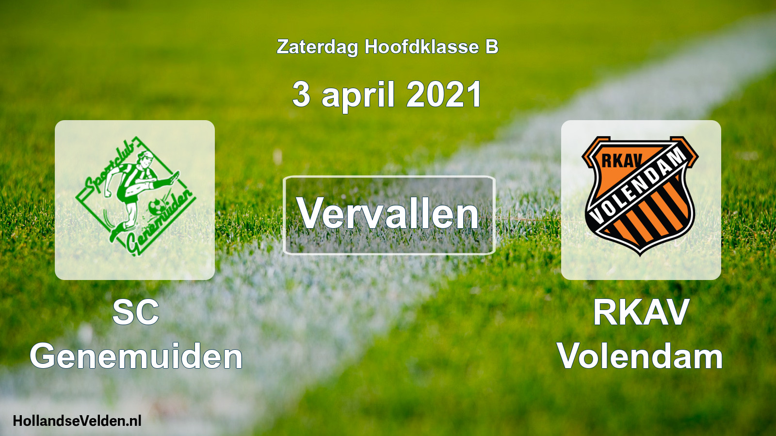 Scheduled Match: SC Genemuiden - RKAV Volendam (3 April 2021)