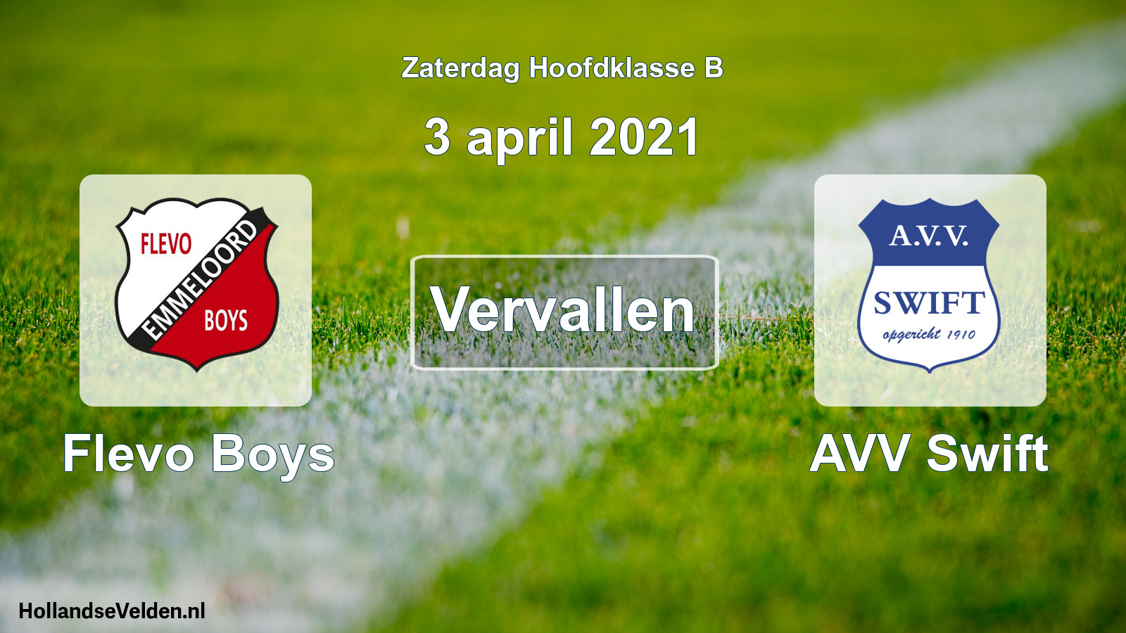 Scheduled Match: Flevo Boys - AVV Swift (3 April 2021)