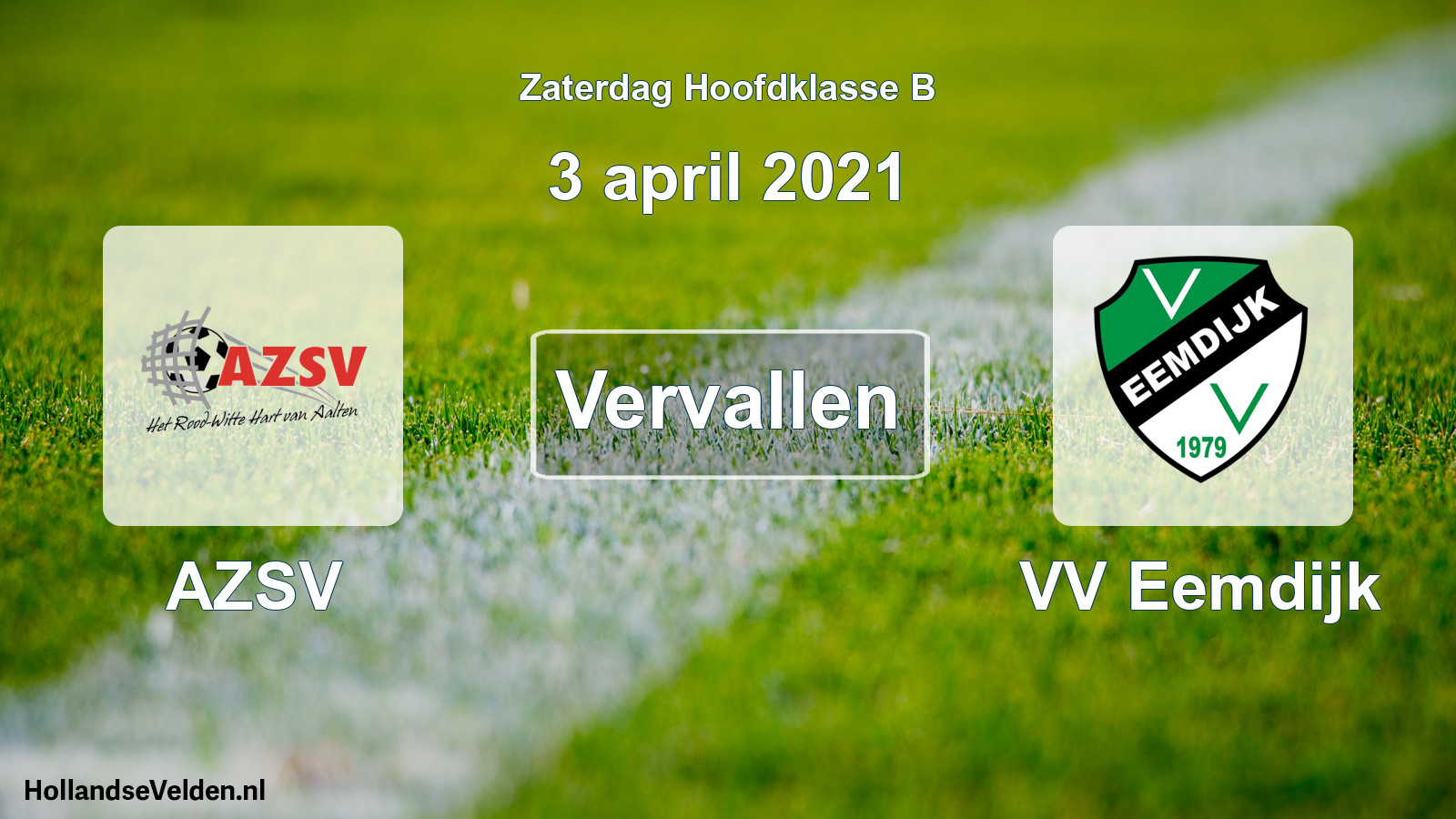 Scheduled Match: AZSV - VV Eemdijk (3 April 2021)