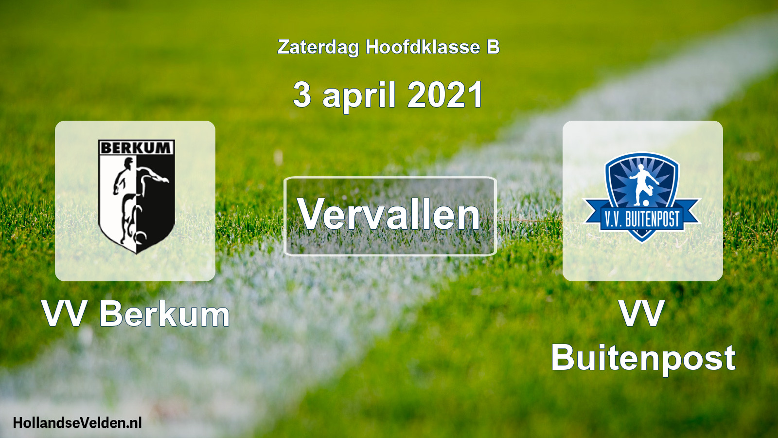 Scheduled Match: VV Berkum - VV Buitenpost (3 April 2021)