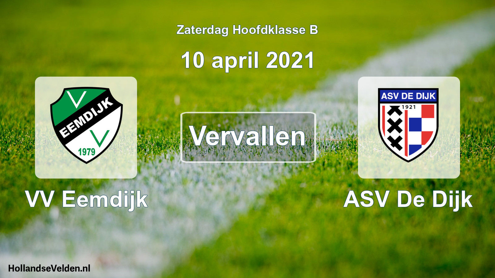Scheduled Match: VV Eemdijk - ASV De Dijk (10 April 2021)