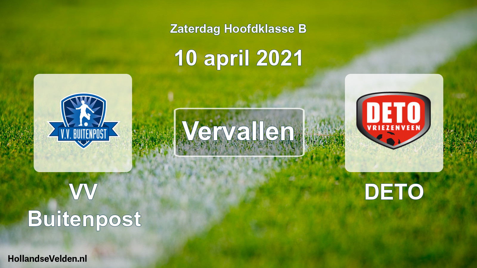 Scheduled Match: VV Buitenpost - DETO (10 April 2021)