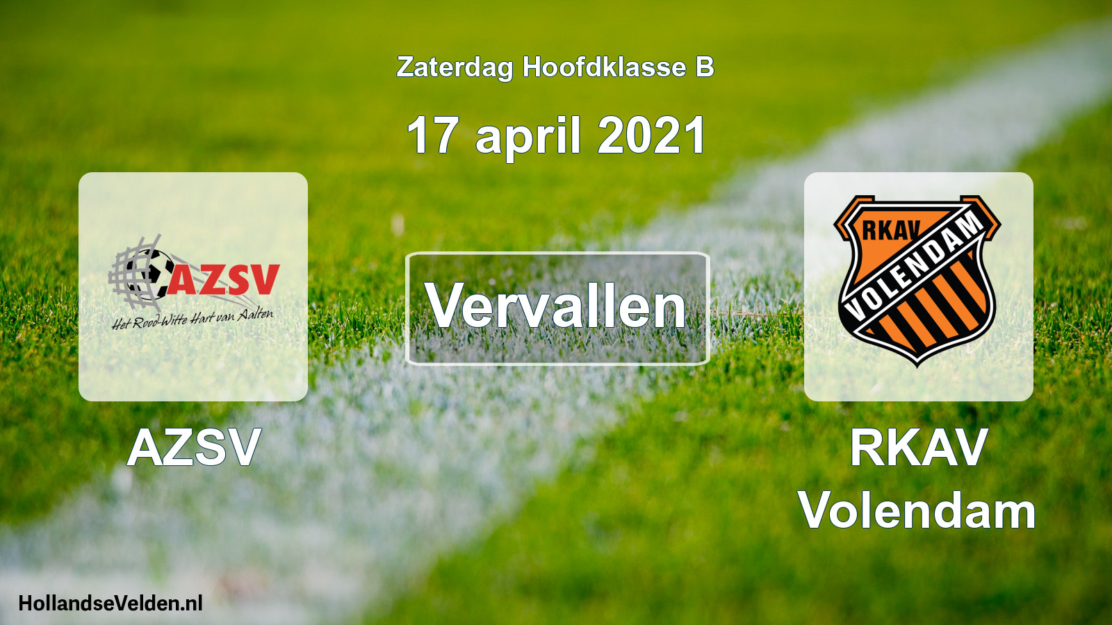 Scheduled Match: AZSV - RKAV Volendam (17 April 2021)
