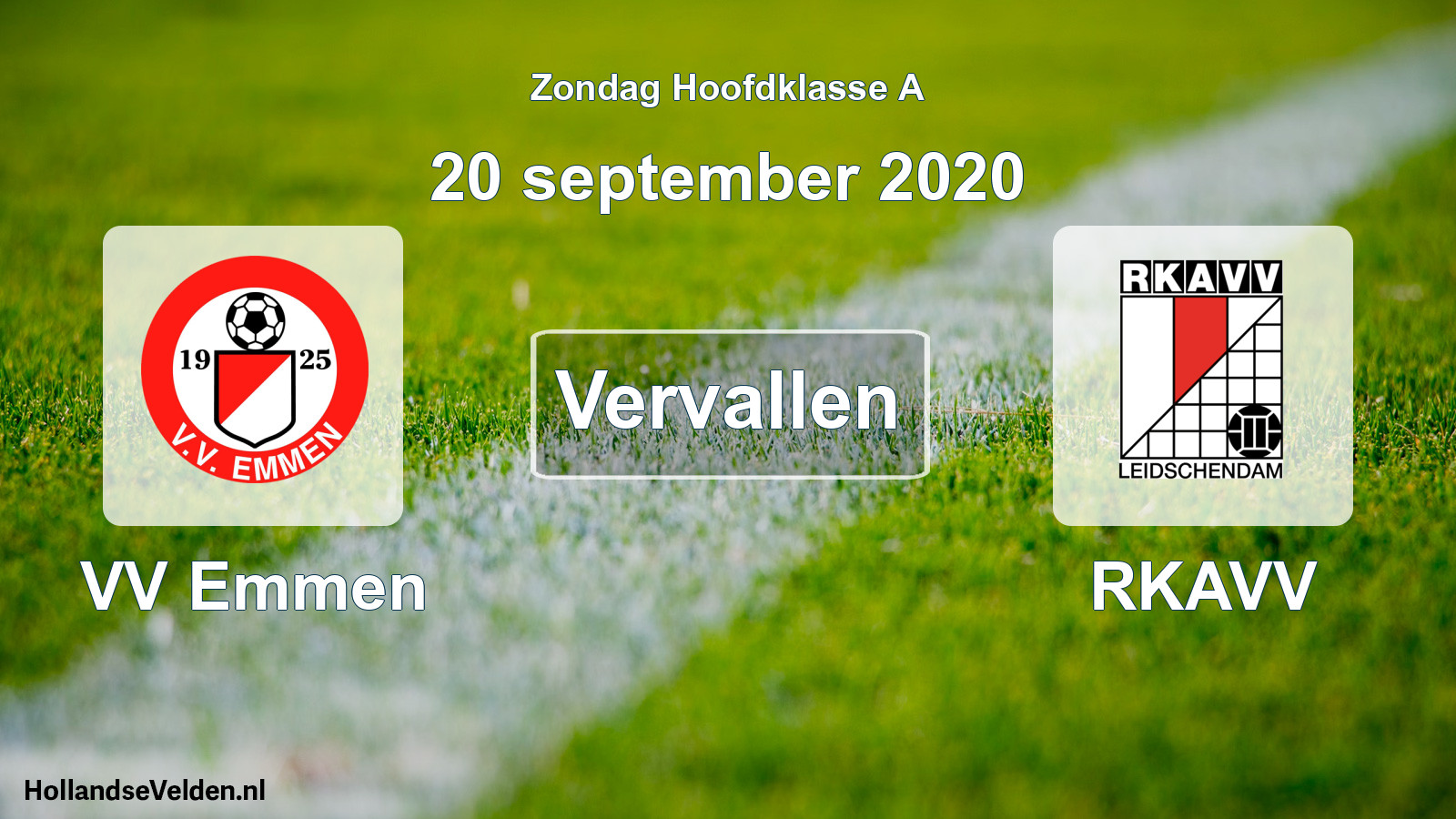 Scheduled Match: VV Emmen - RKAVV (20 September 2020)