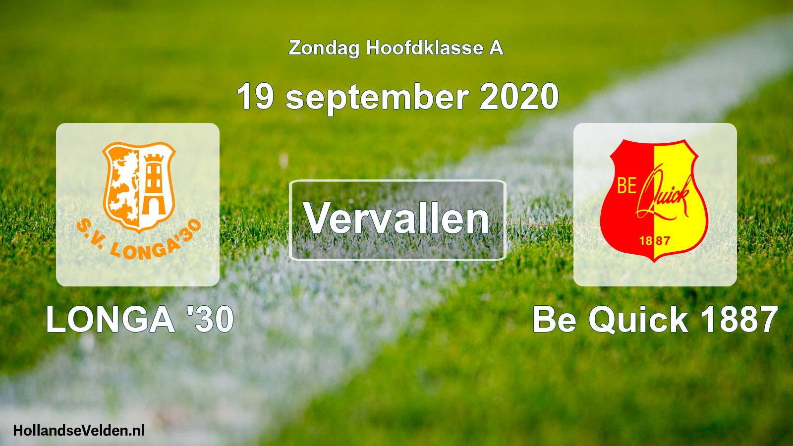 Scheduled Match: LONGA '30 - Be Quick 1887 (19 September 2020)