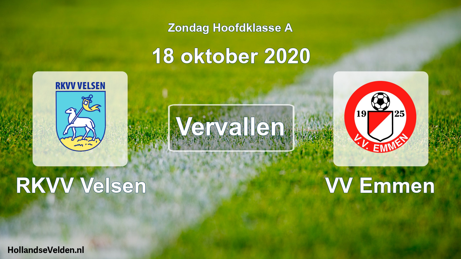 Scheduled Match: RKVV Velsen - VV Emmen (18 October 2020)