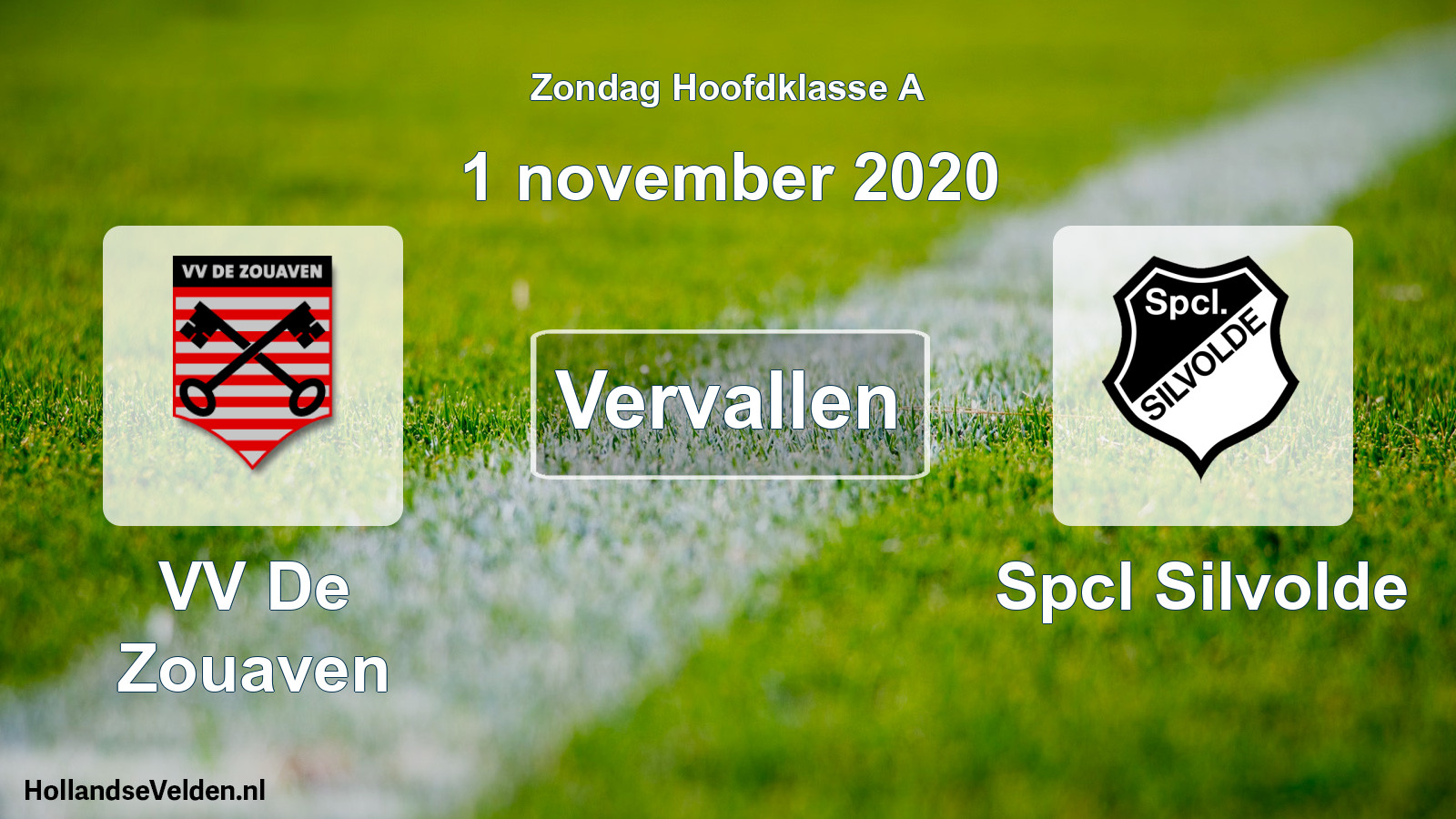 Scheduled Match: VV De Zouaven - Spcl Silvolde (1 November 2020)
