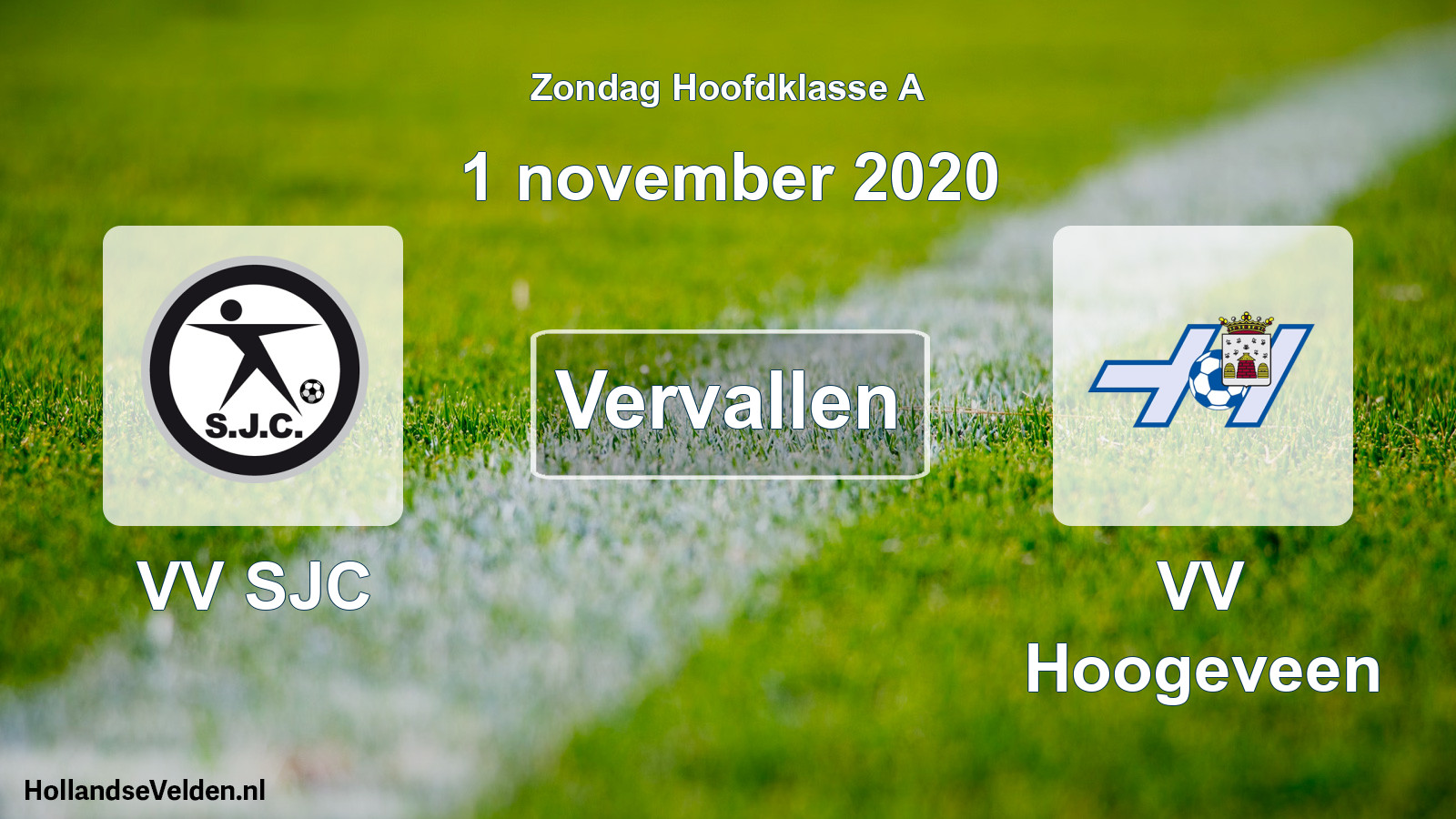 Scheduled Match: VV SJC - VV Hoogeveen (1 November 2020)