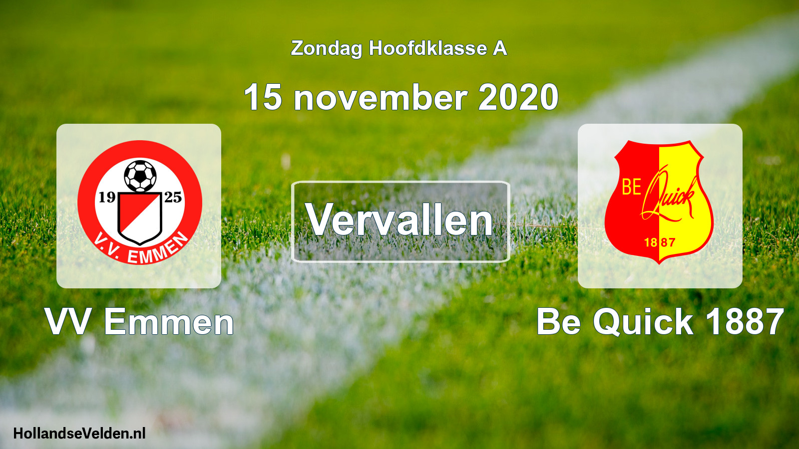 Scheduled Match: VV Emmen - Be Quick 1887 (15 November 2020)