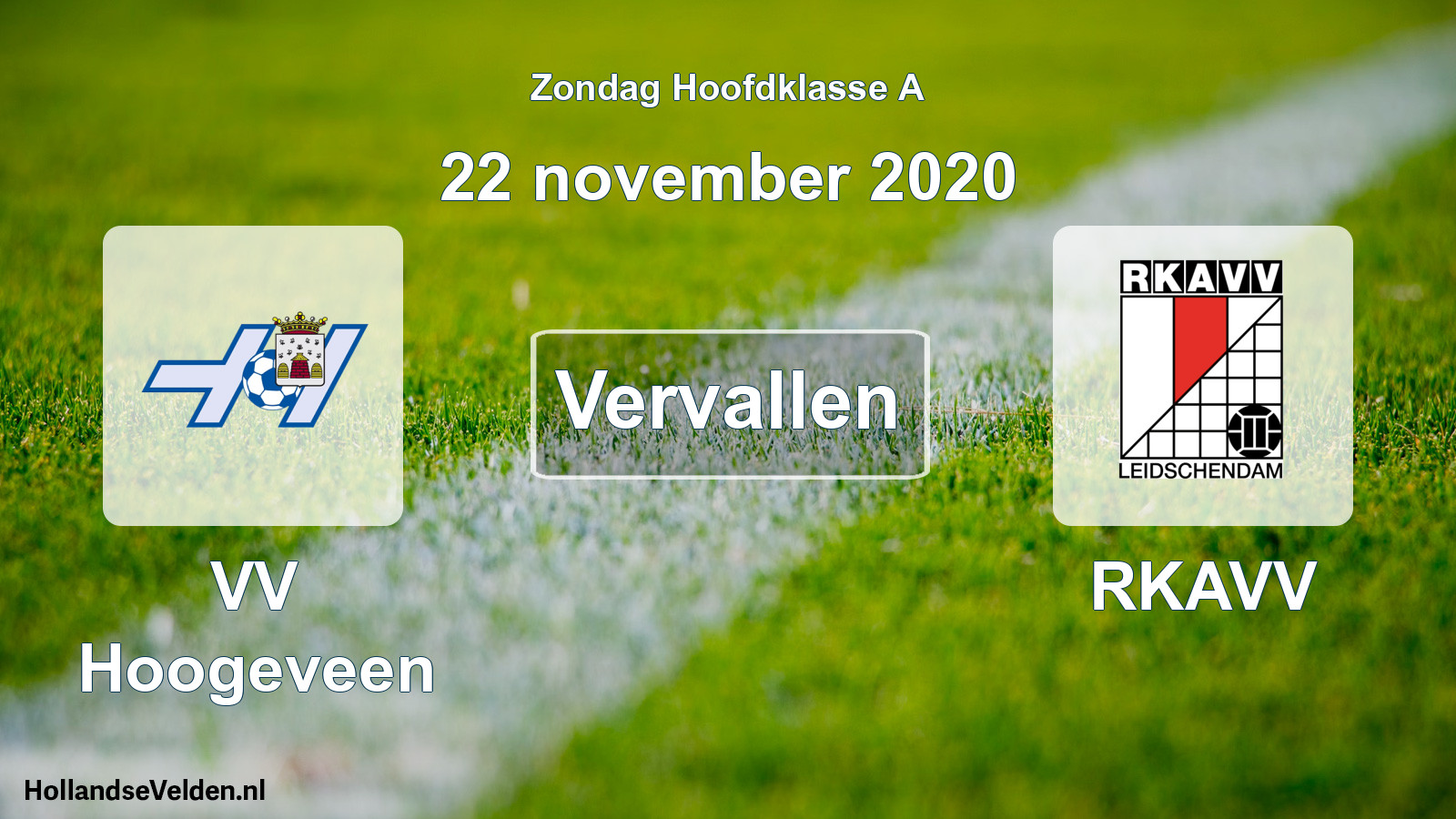 Scheduled Match: VV Hoogeveen - RKAVV (22 November 2020)