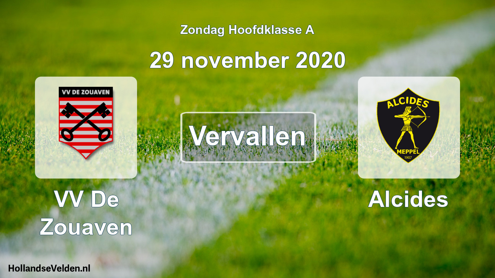 Scheduled Match: VV De Zouaven - Alcides (29 November 2020)